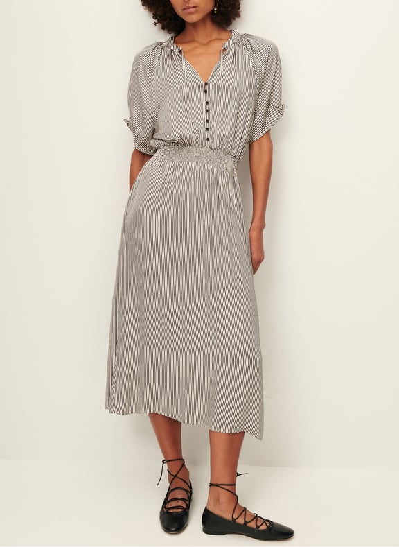 Robe midi col tunisien imprimée amber Gris by SESSUN SESSUN Robe midi col tunisien imprimée amber Gris