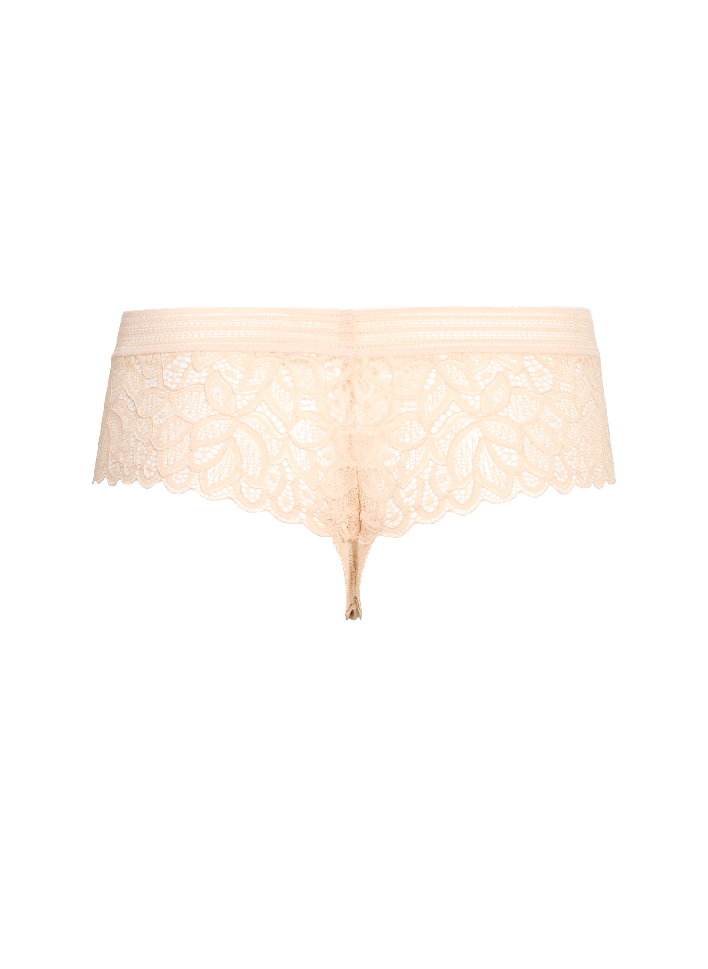 Tanga en dentelle Beige