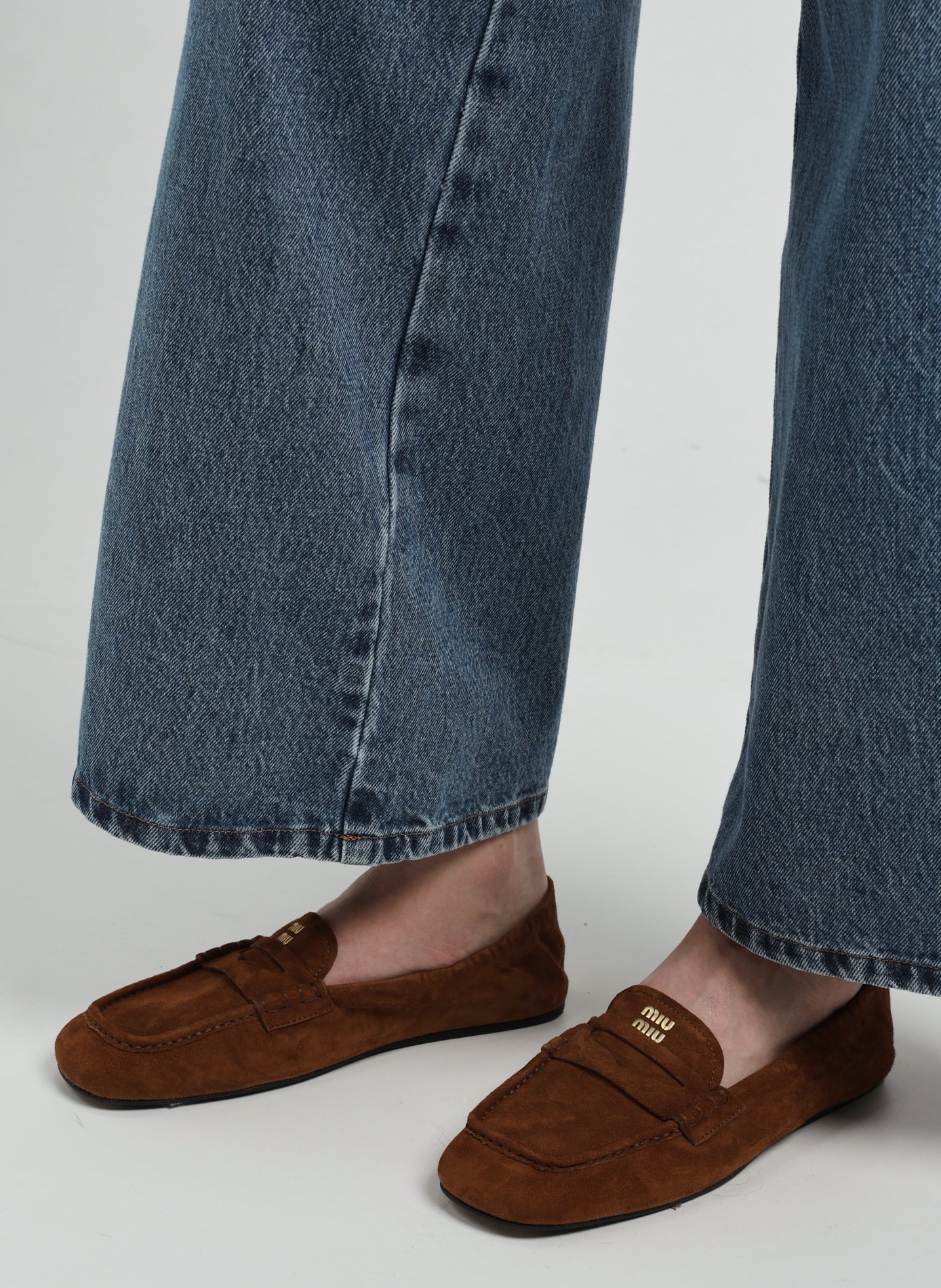 Mocassins en cuir suédé MIU MIU Marron