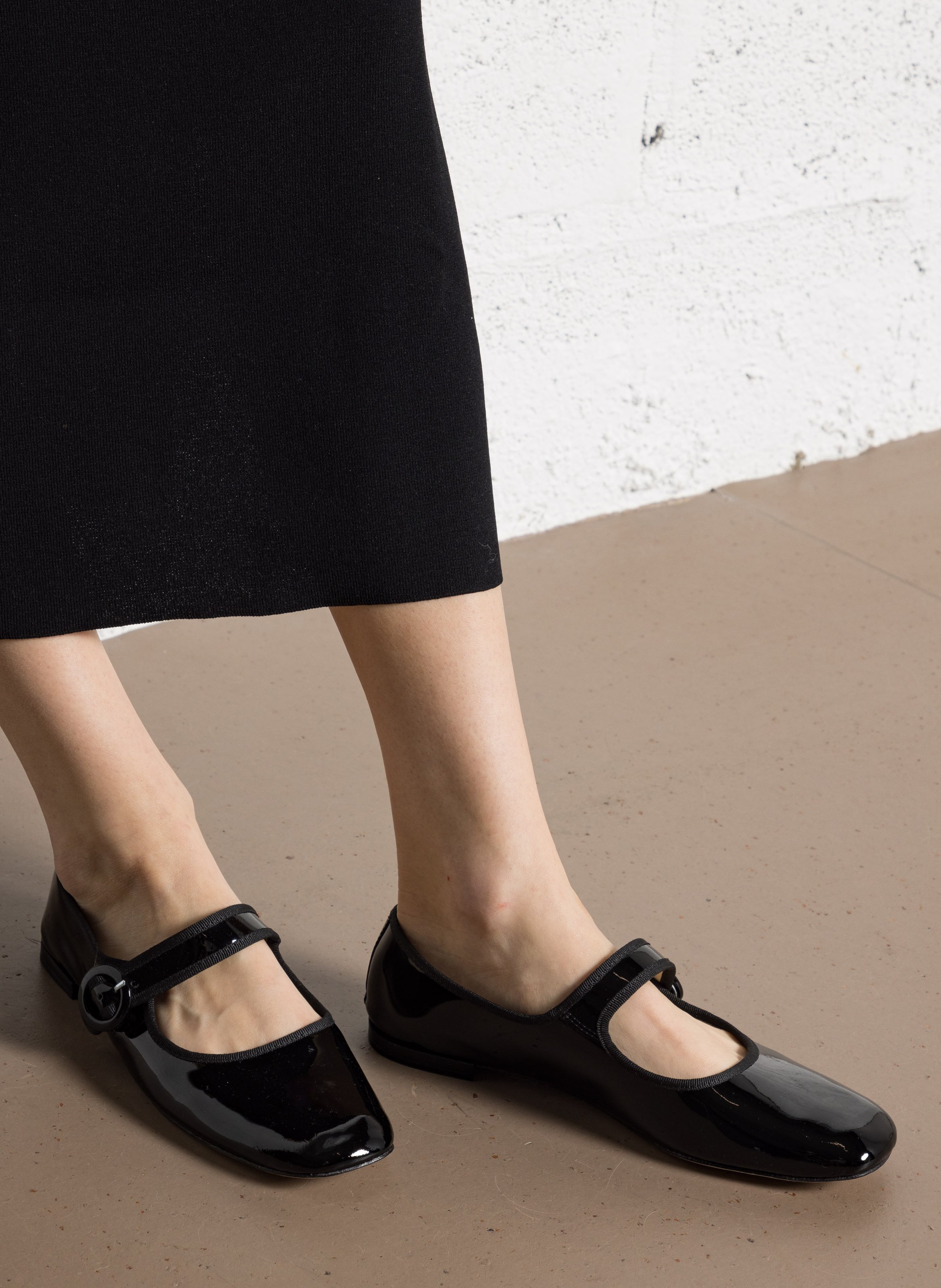 Babies en cuir vernis georgia REPETTO Noir