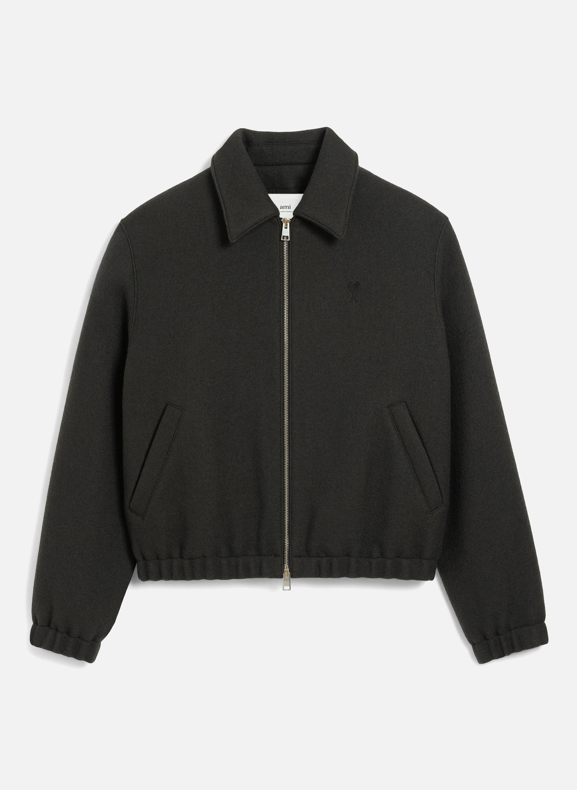 Blouson zippé ami de coeur en laine AMI PARIS Gris