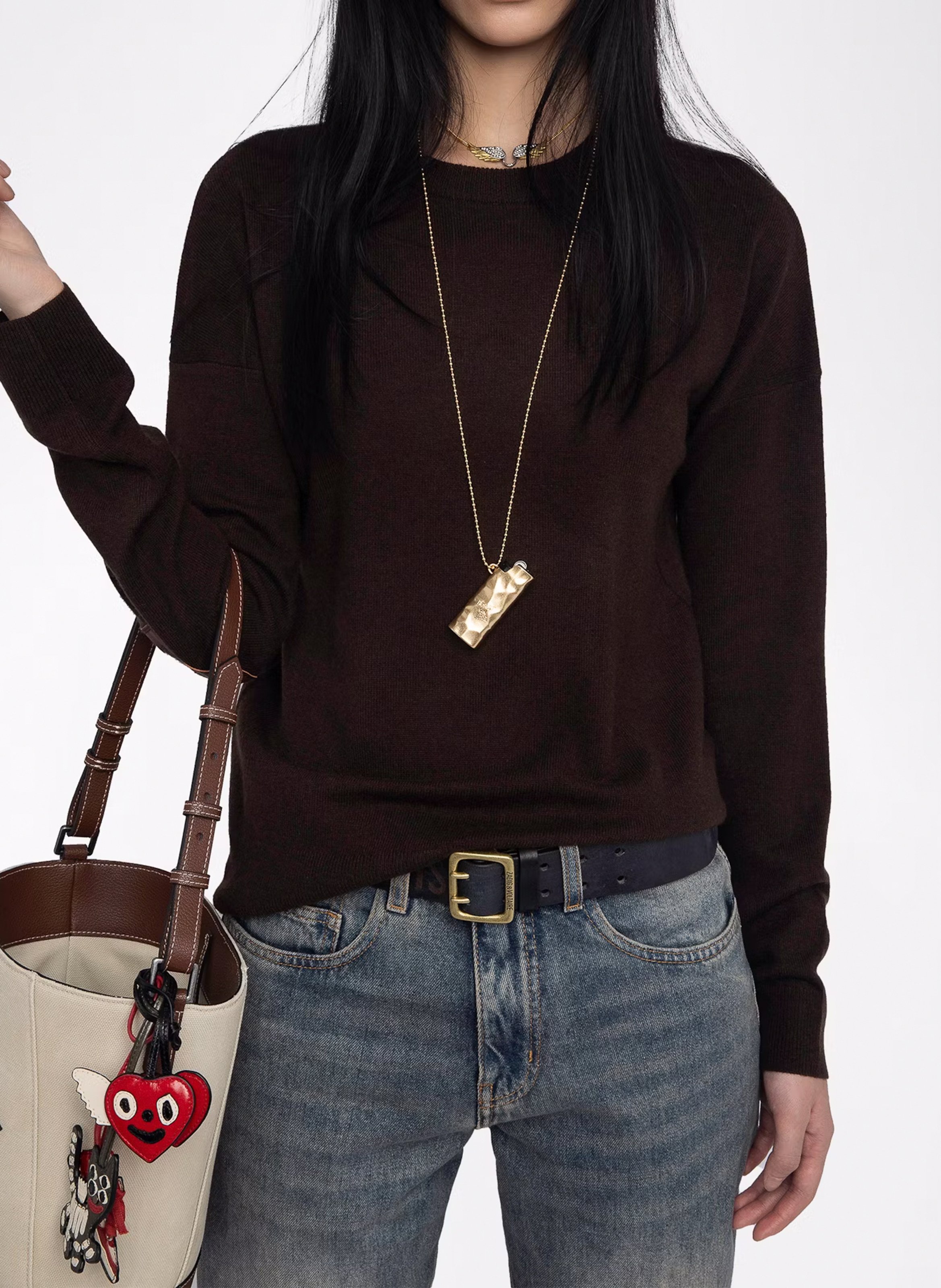 ZADIG&VOLTAIRE Pull col rond avec patch en cachemire cici Marron