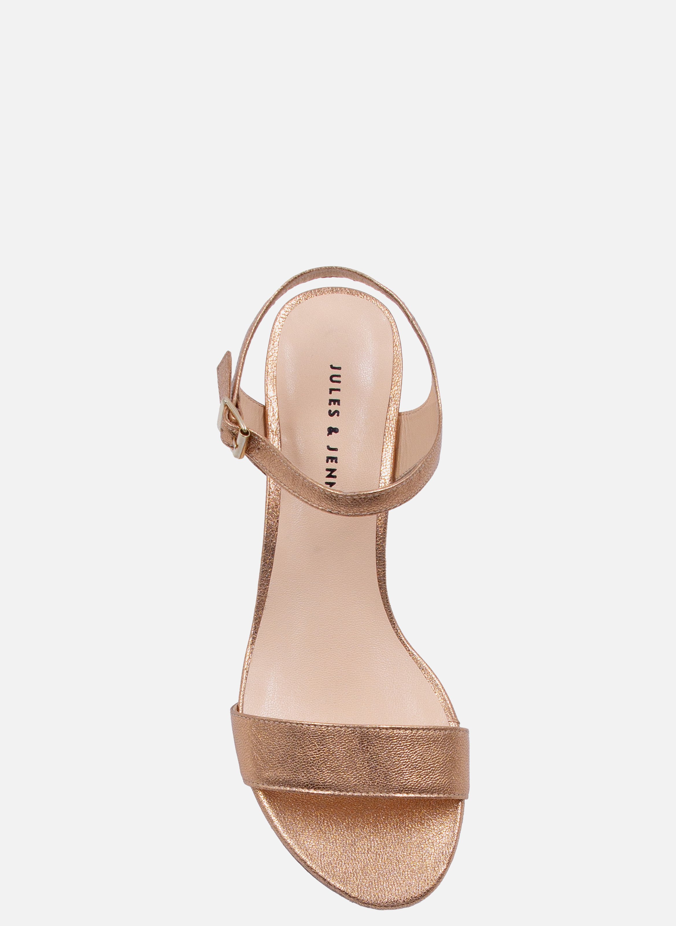 Sandales moyen talon cuir métalisé JULES & JENN Rose
