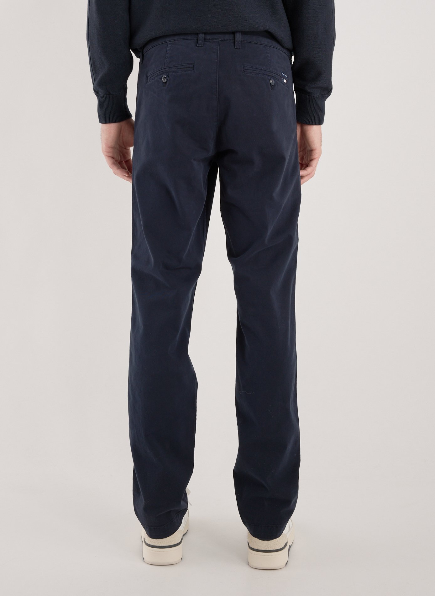 Straight Solid Color Cotton Blend Pants EDEN PARK Blue