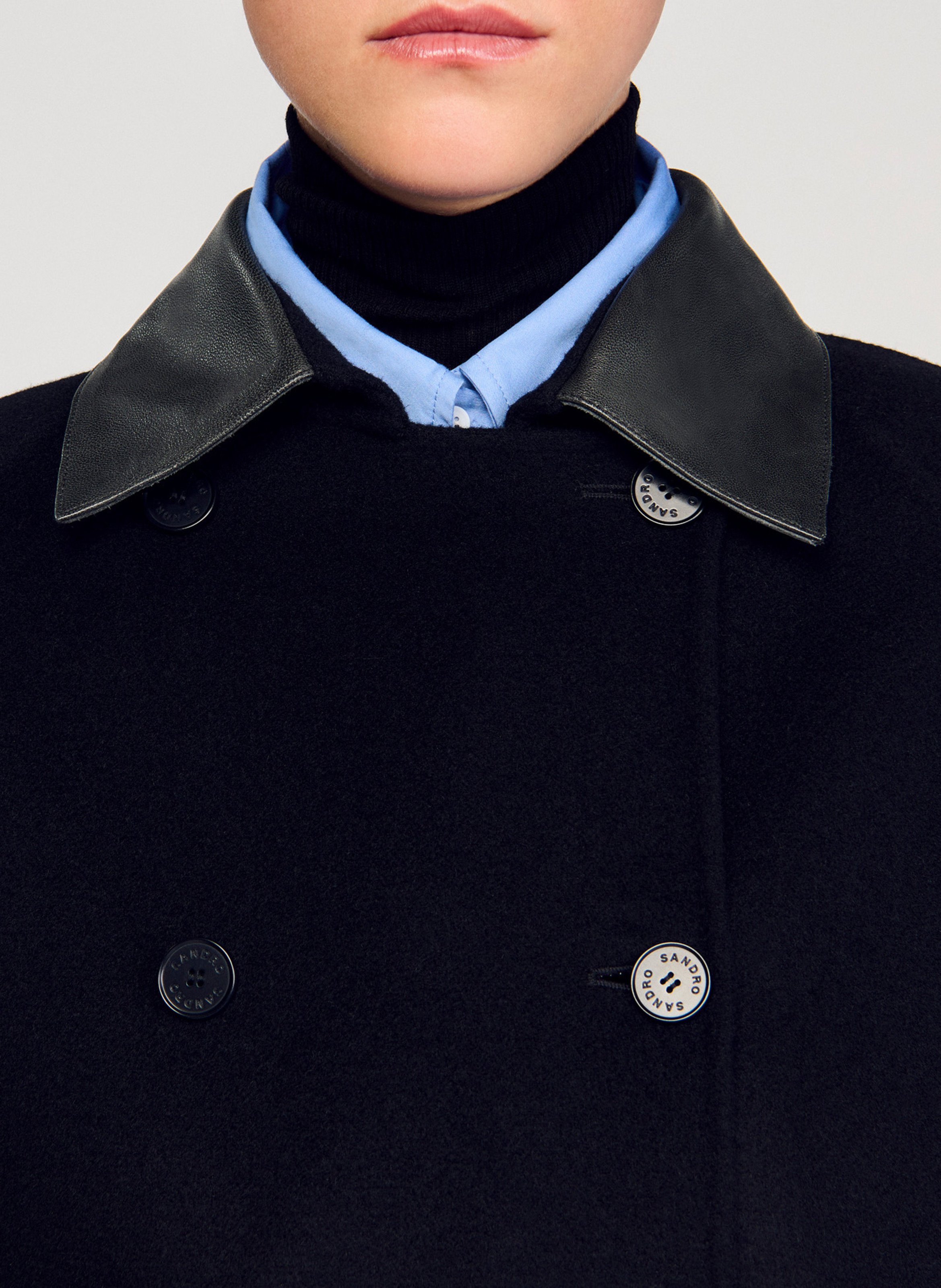 Manteau long oversize en laine SANDRO Noir