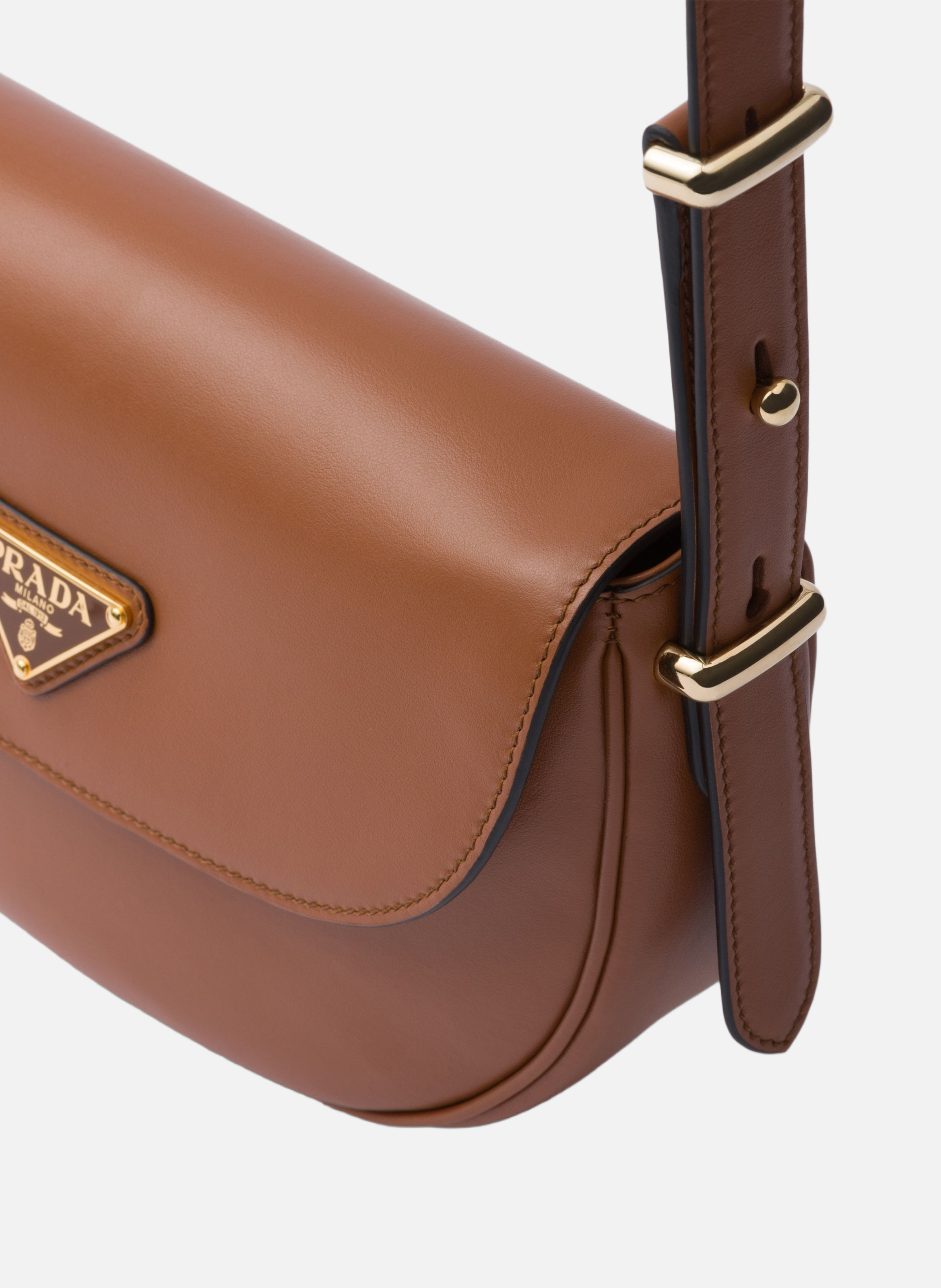 Sac porté épaule prada arqué à rabat en cuir PRADA Marron