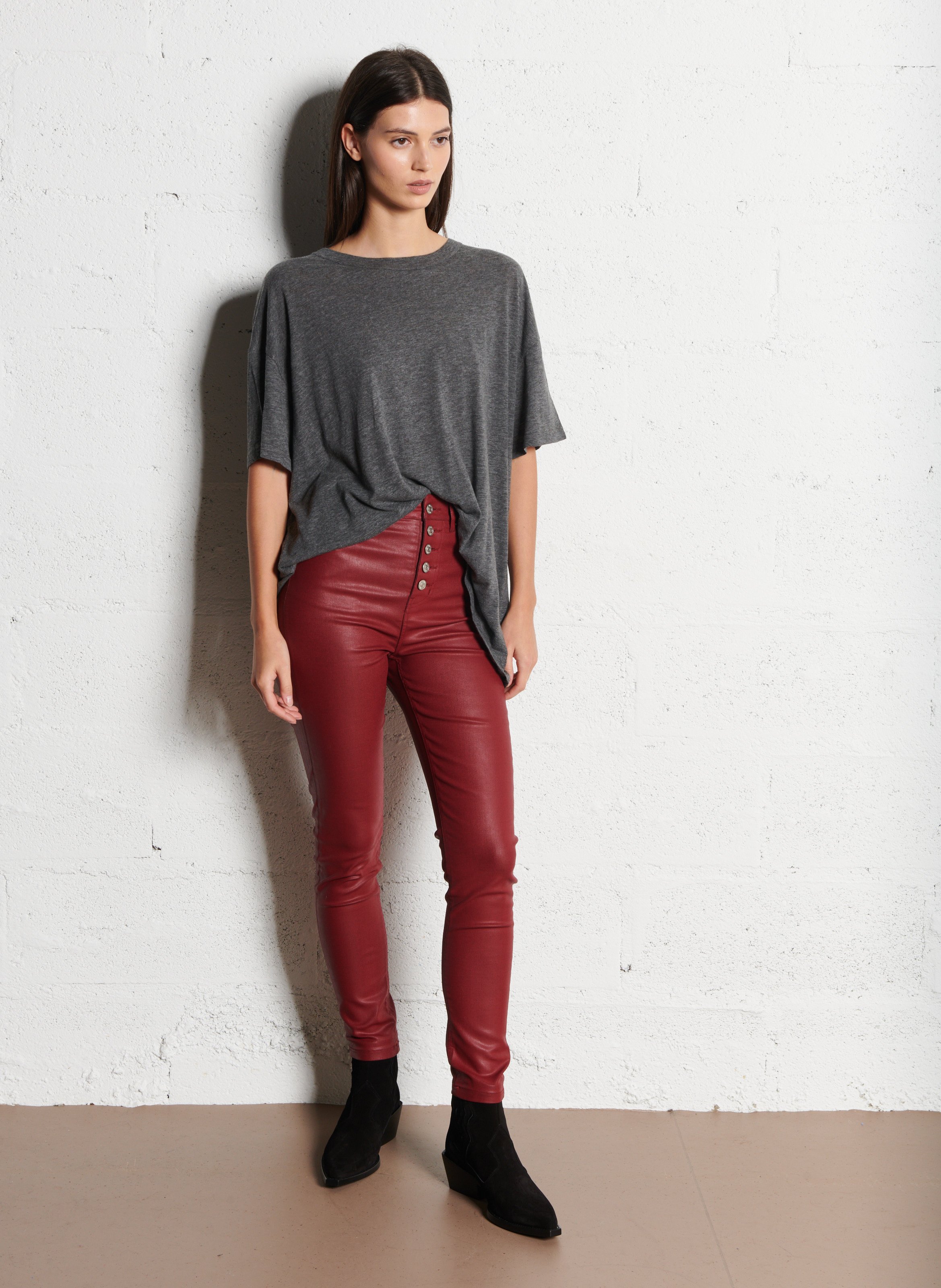 Tee-shirt col rond ample en coton mélangé jacksonville AMERICAN VINTAGE Gris