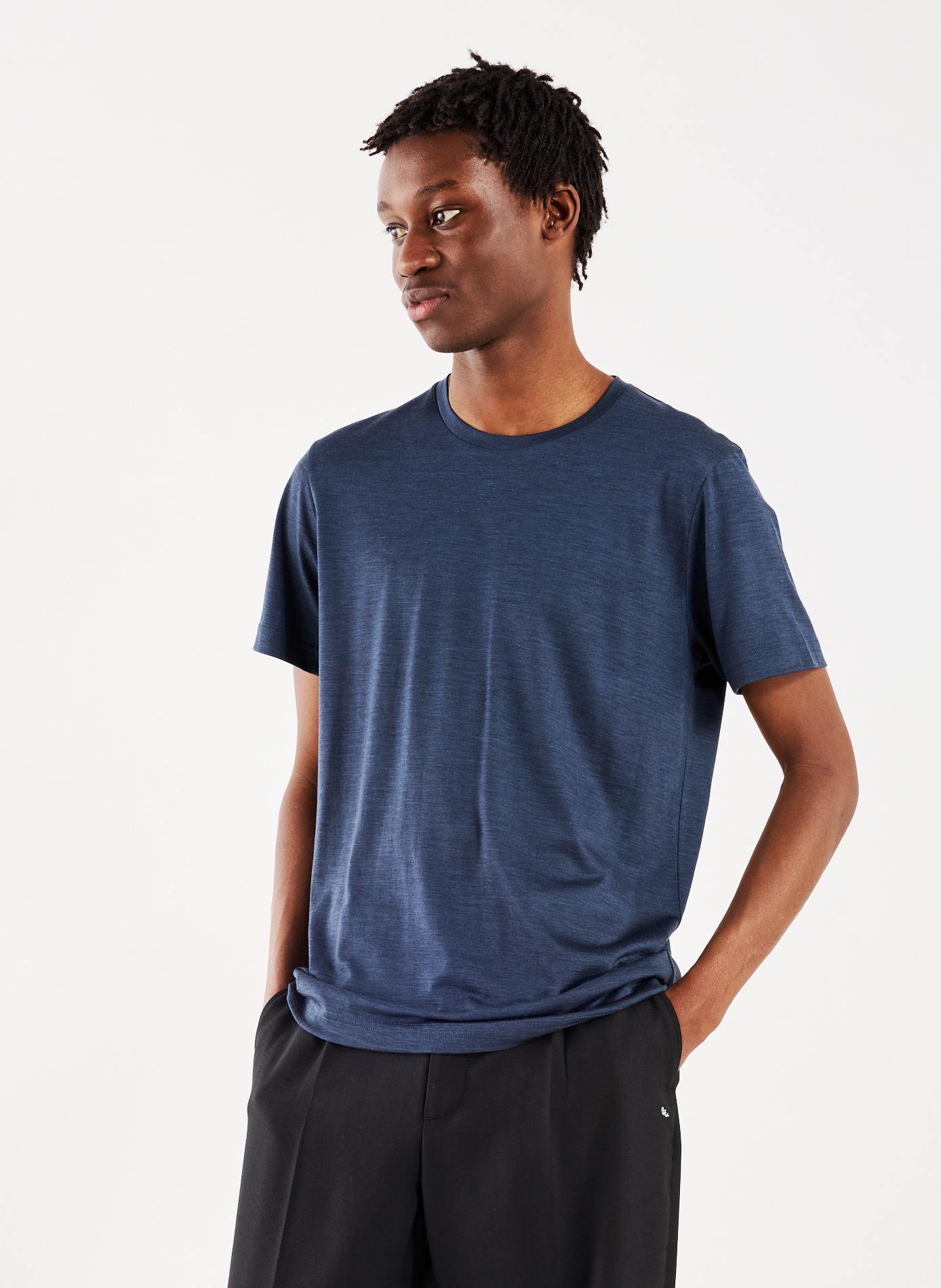 T-Shirt droit à manches courtes en laine mérinos STEFAN BRANDT Bleu