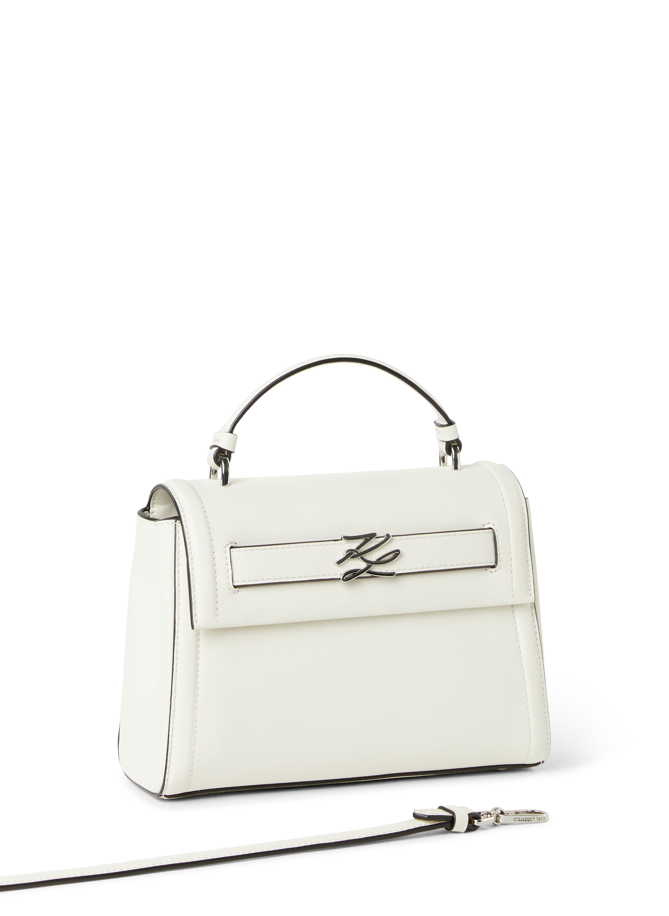 Plain leather handbag KARL LAGERFELD Beige