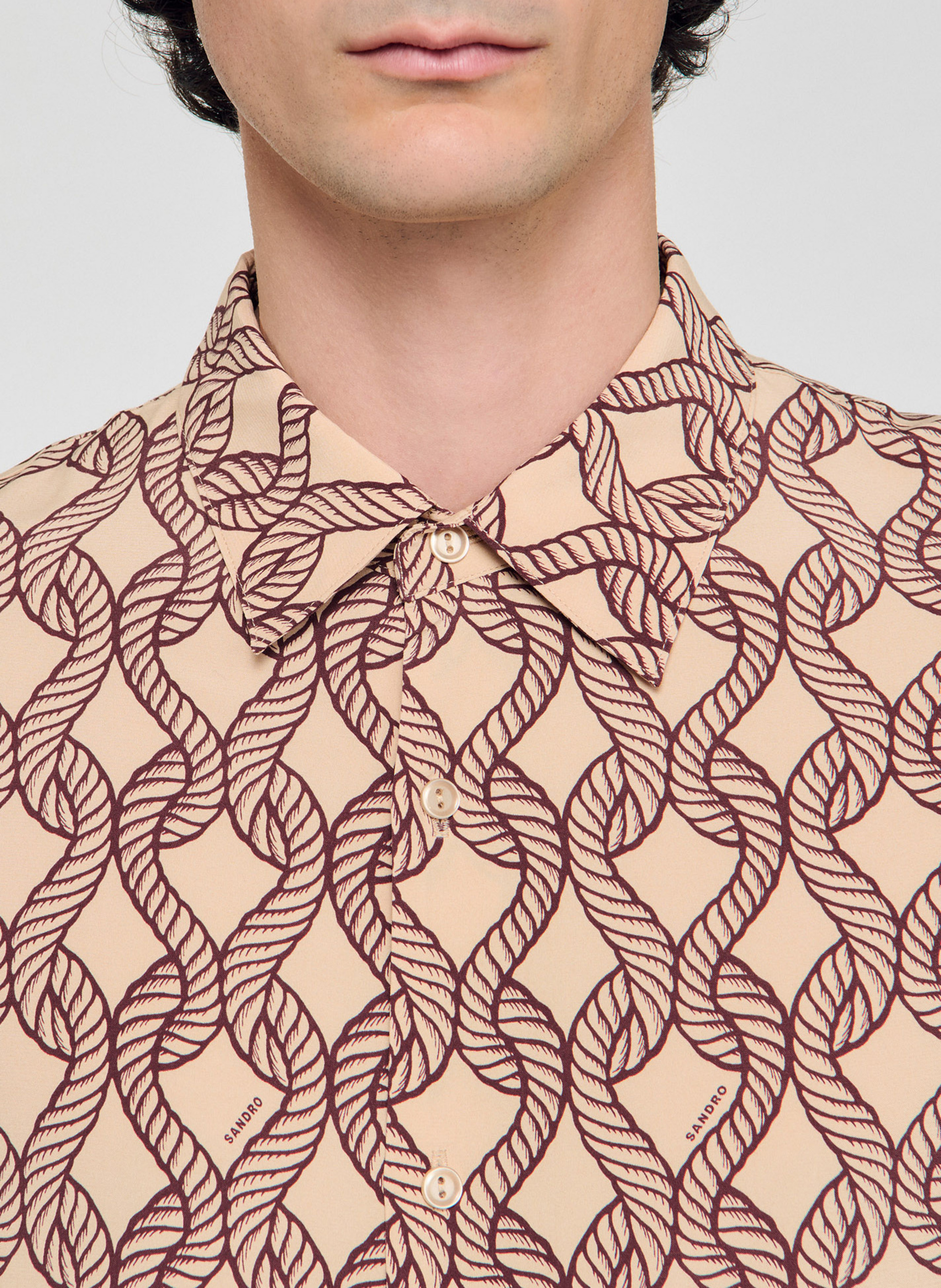 Chemise col classique imprimée SANDRO Beige
