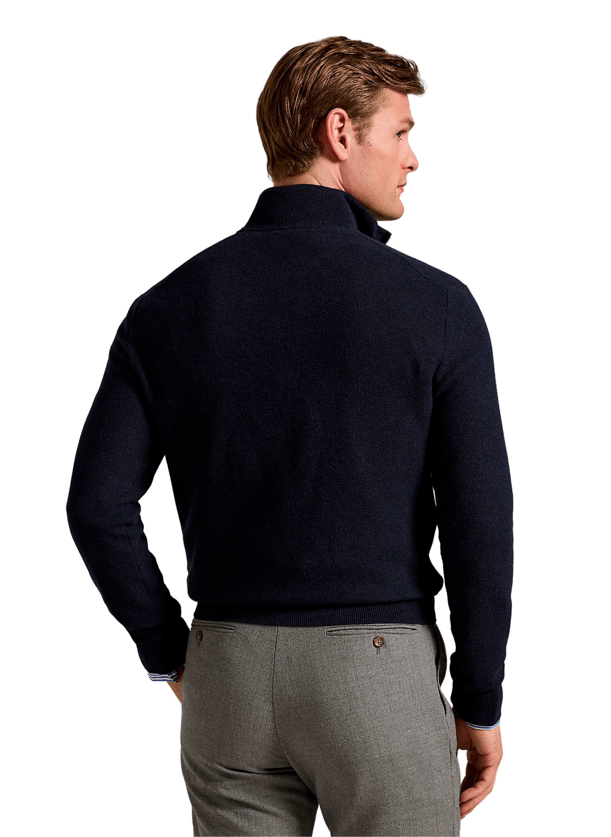 Pull col montant en coton Bleu