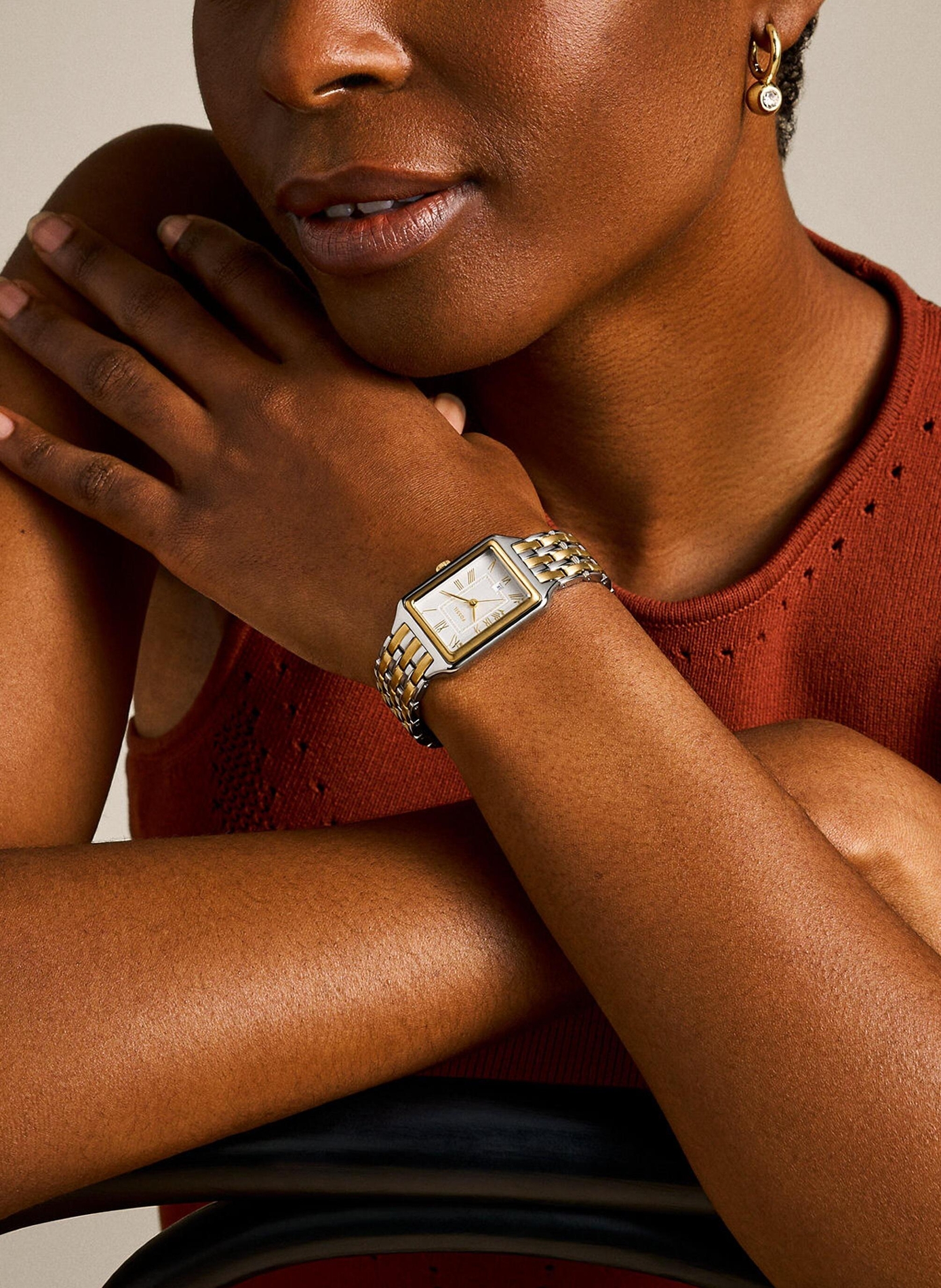 Montre quartz en acier bicolore FOSSIL Argent