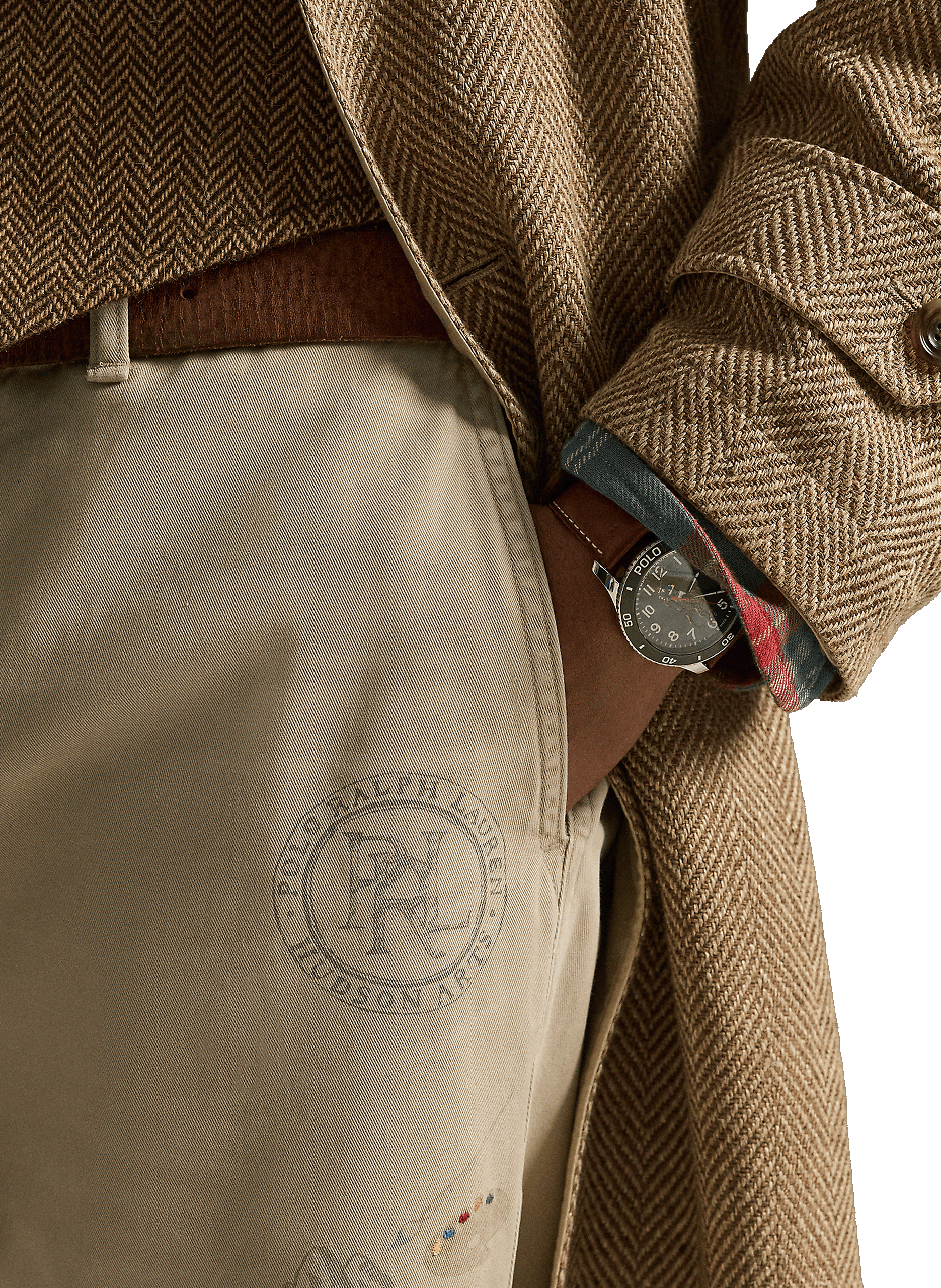 Pantalon droit imprimé en coton POLO RALPH LAUREN Beige