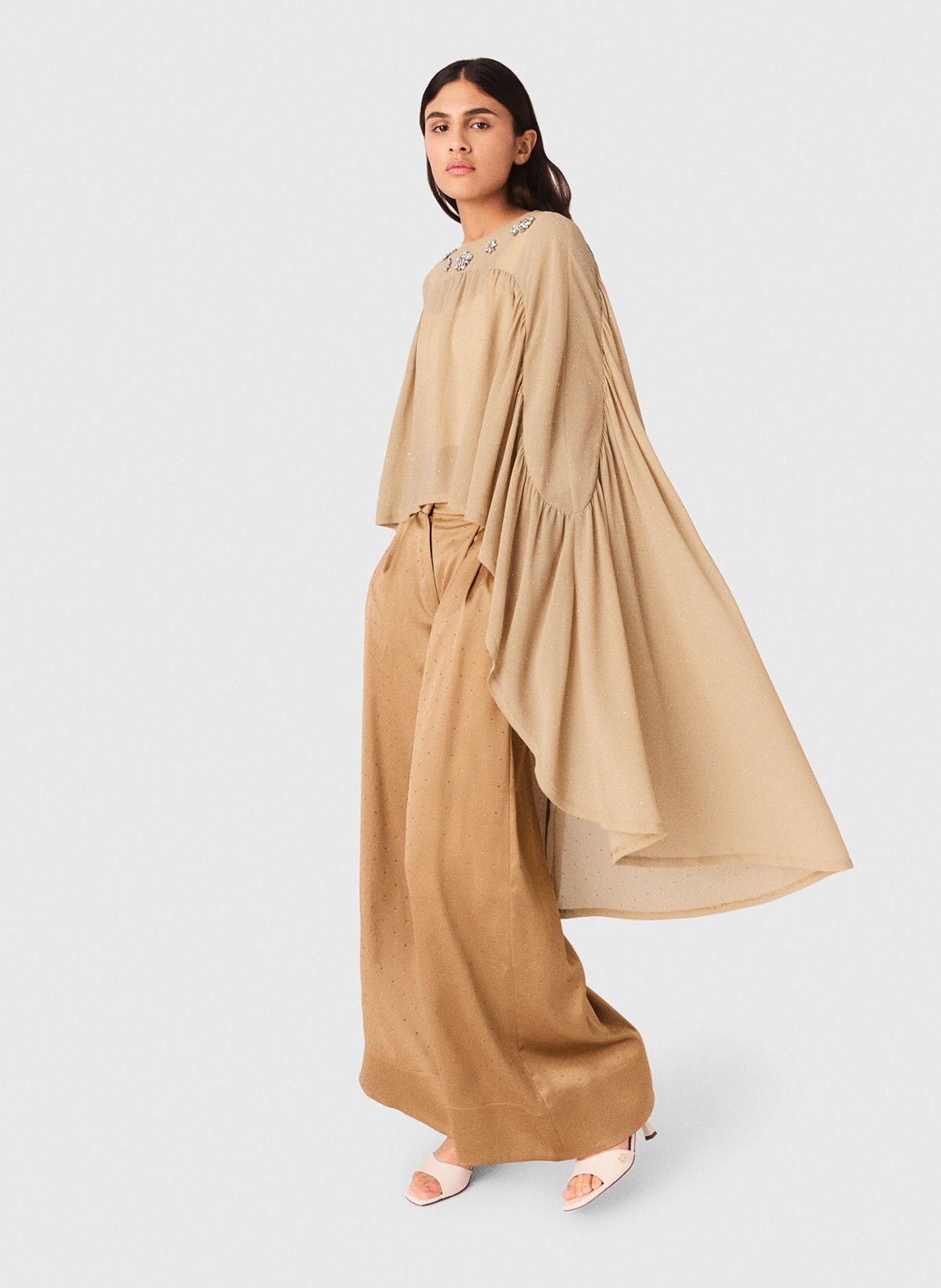 Top-cape ample strassé MAJE Beige