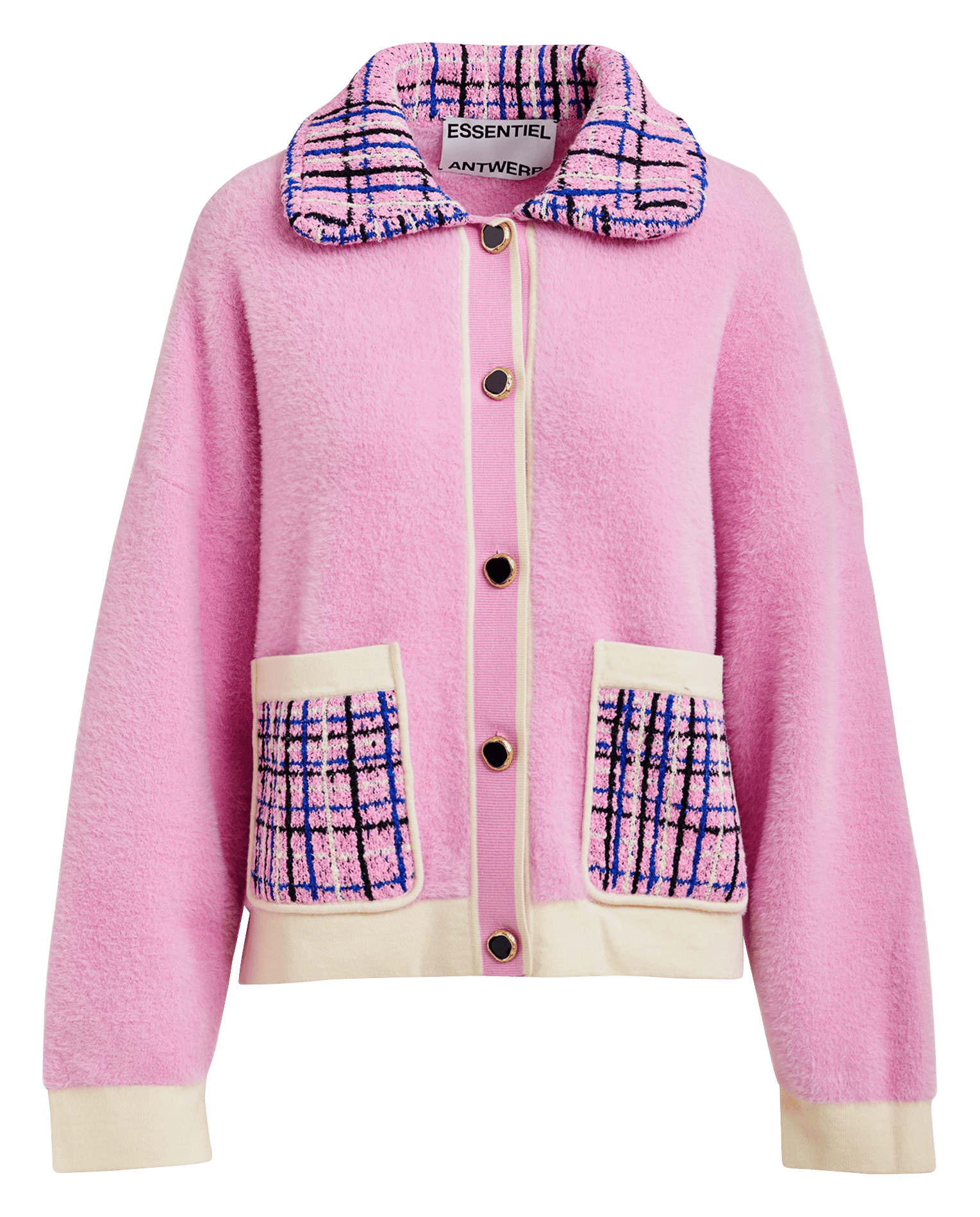 Veste oversize boutonnée à détail tweed Joilu ESSENTIEL ANTWERP Rose