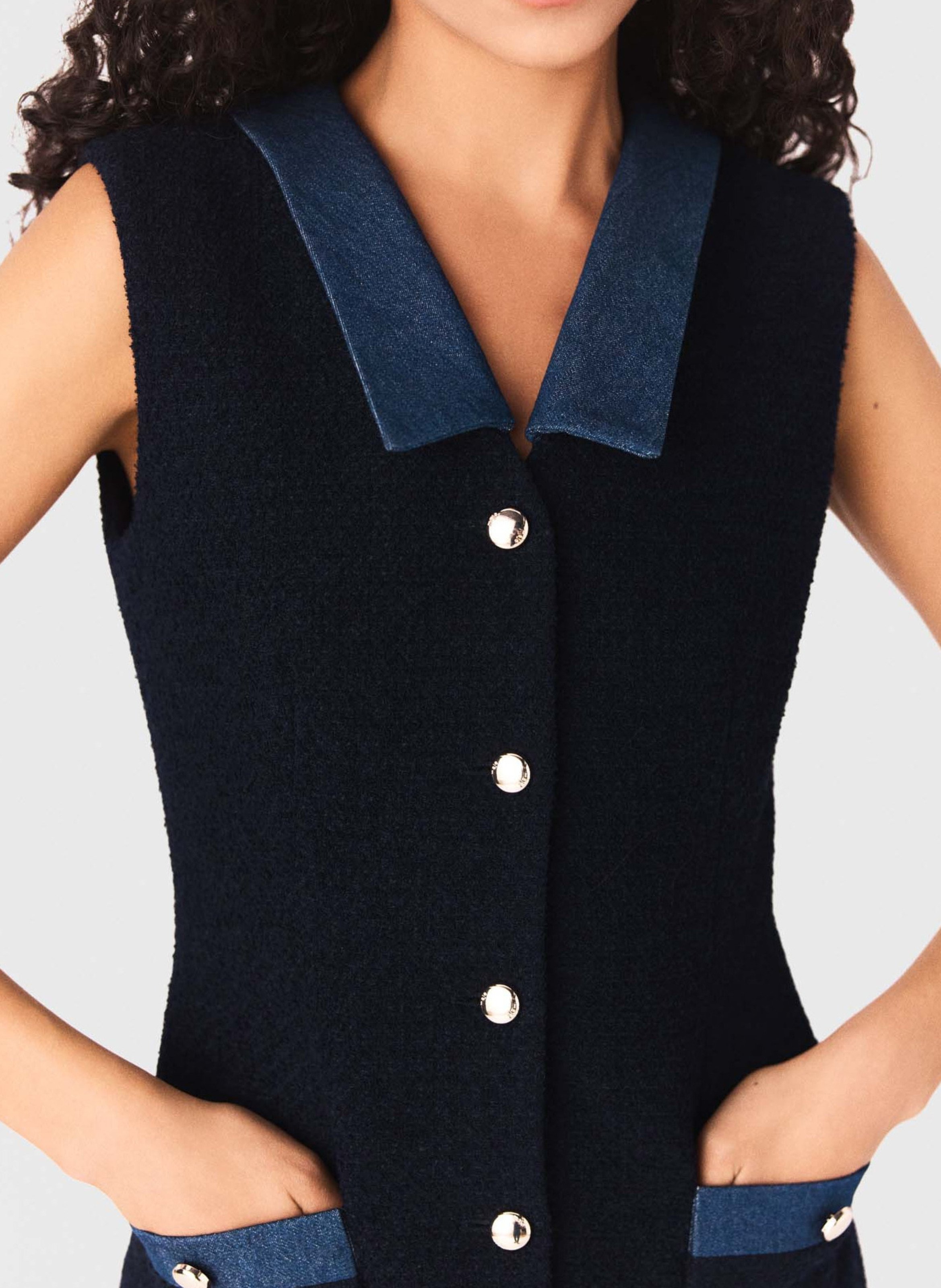 Robe courte col v MAJE Bleu