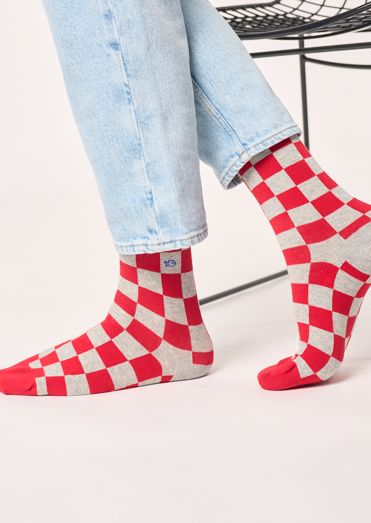 Chaussettes en coton peigné carreaux BILLYBELT Rouge