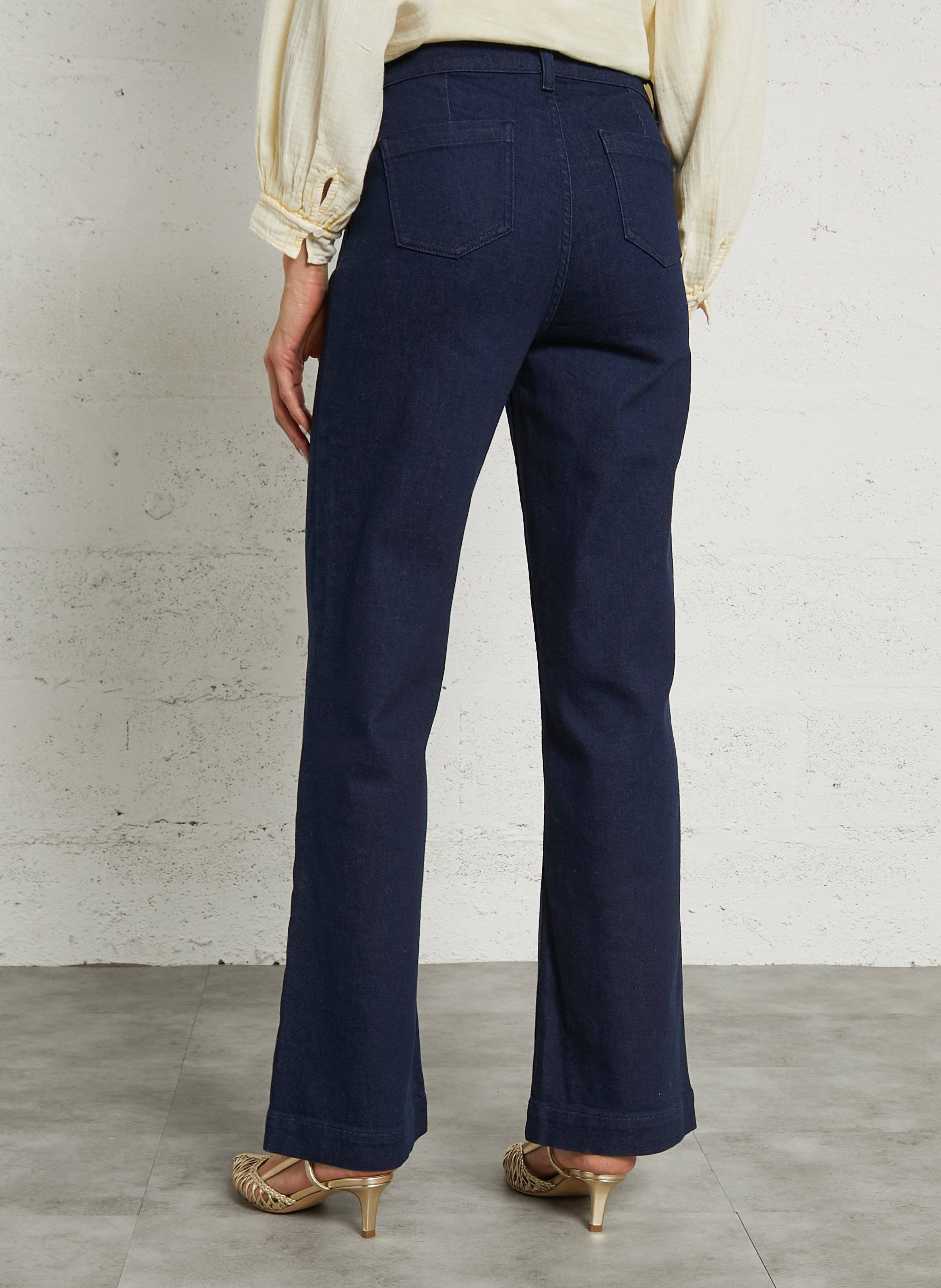 Jean droit taille mi haute uni anais MAISON 123 Bleu