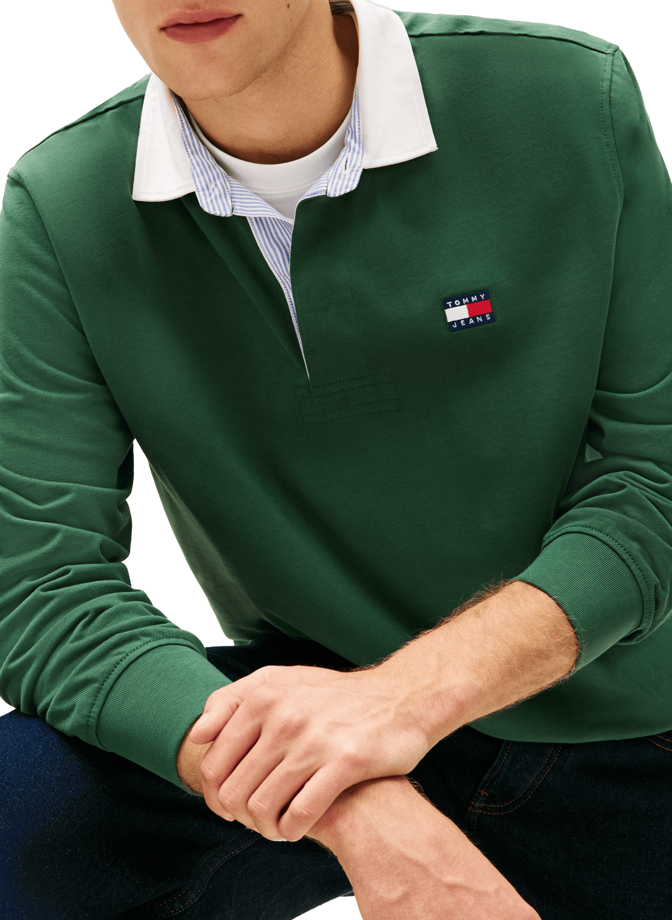 Long-sleeved cotton polo shirt TOMMY HILFIGER Green