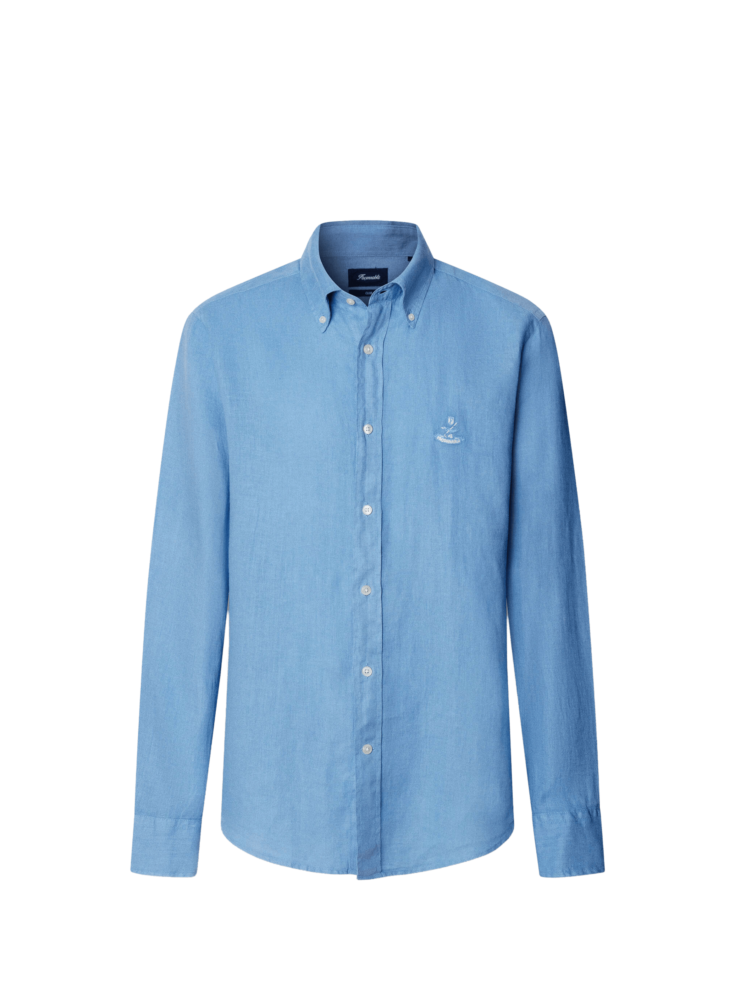 Shirt with American collar in linen FACONNABLE Blue