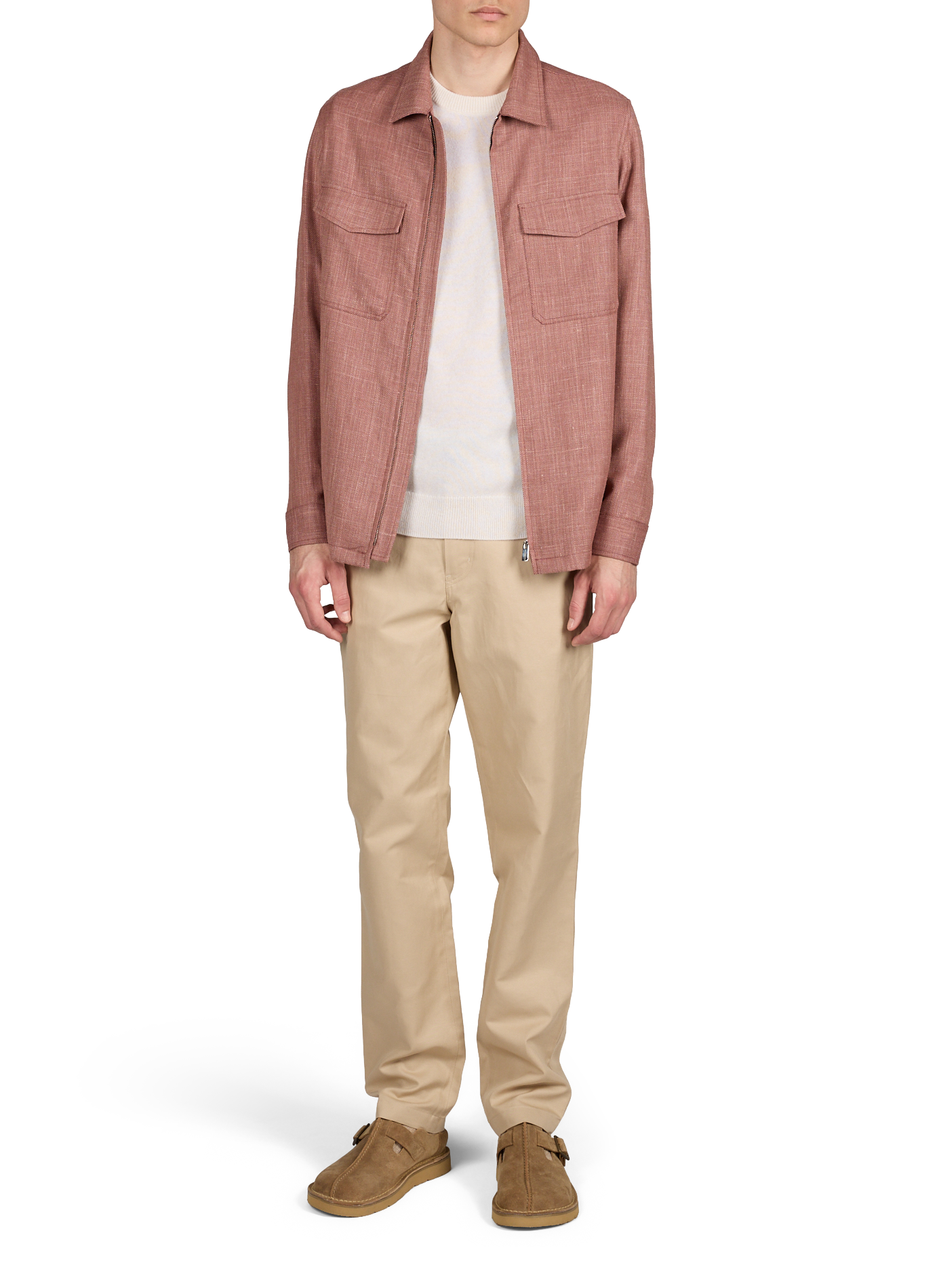 Veste légère droite en laine soie et lin CRUNA Vert