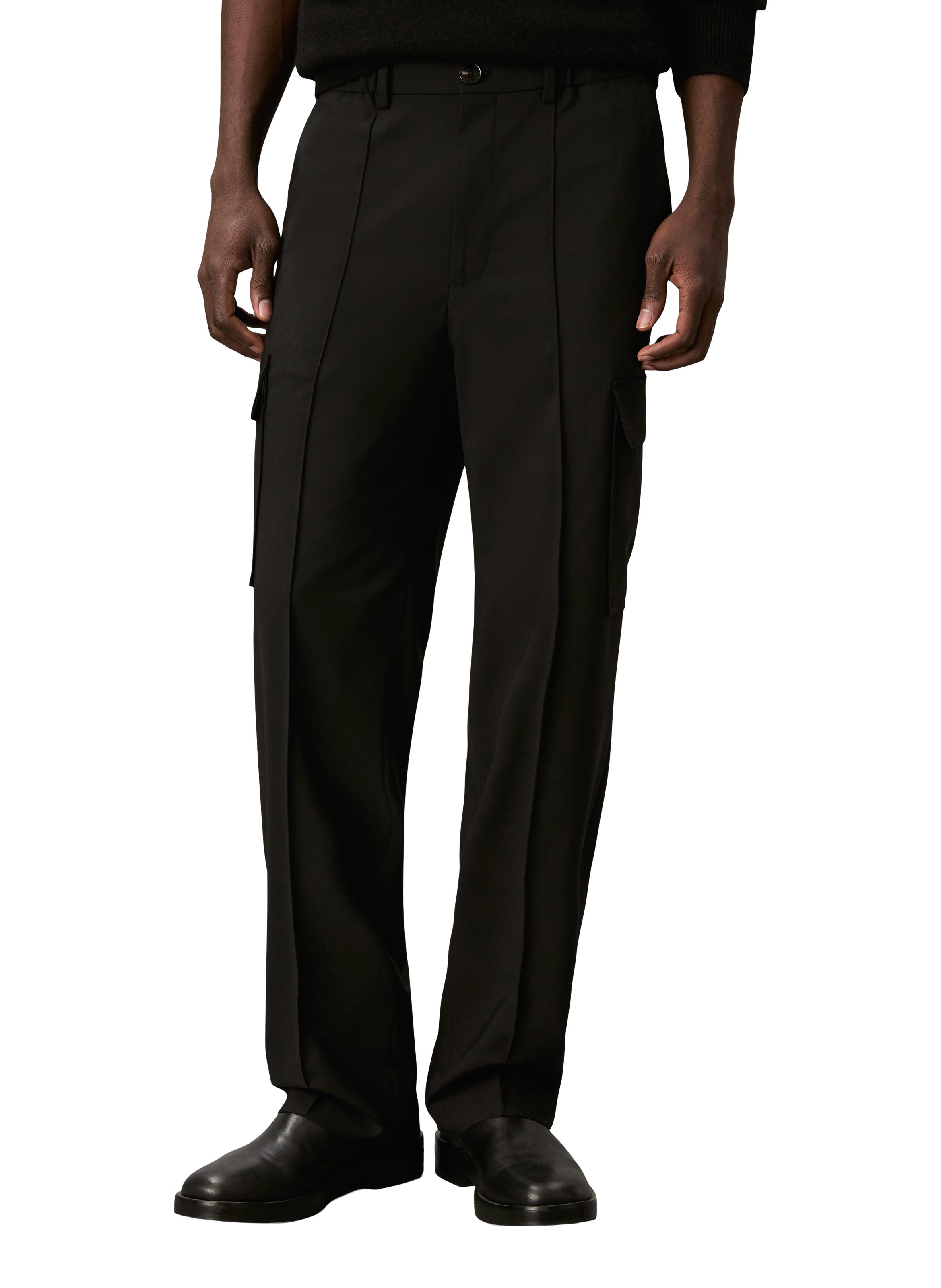 Recht cargo broek van Bengaline in gemengde wol CALVIN KLEIN Zwart