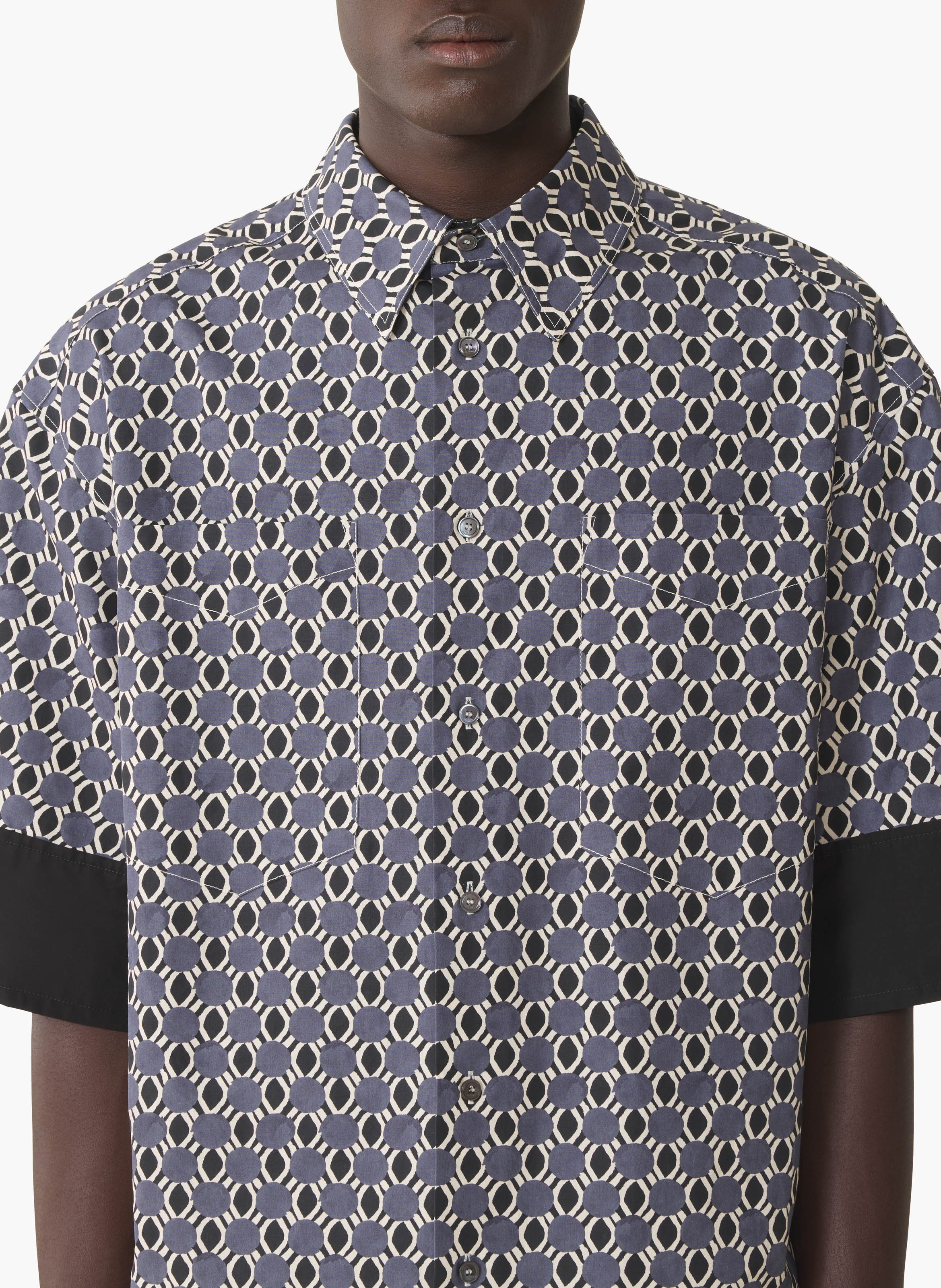 Chemise ample en coton imprimé LANVIN Noir