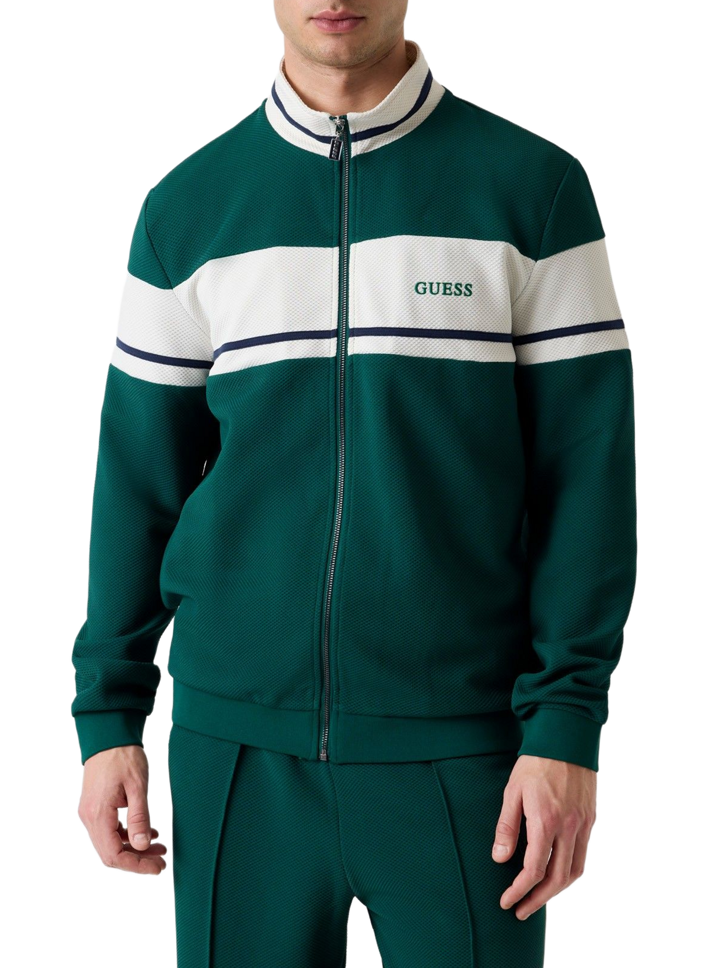 Zip-up sweatshirt with high collar GUESS Green