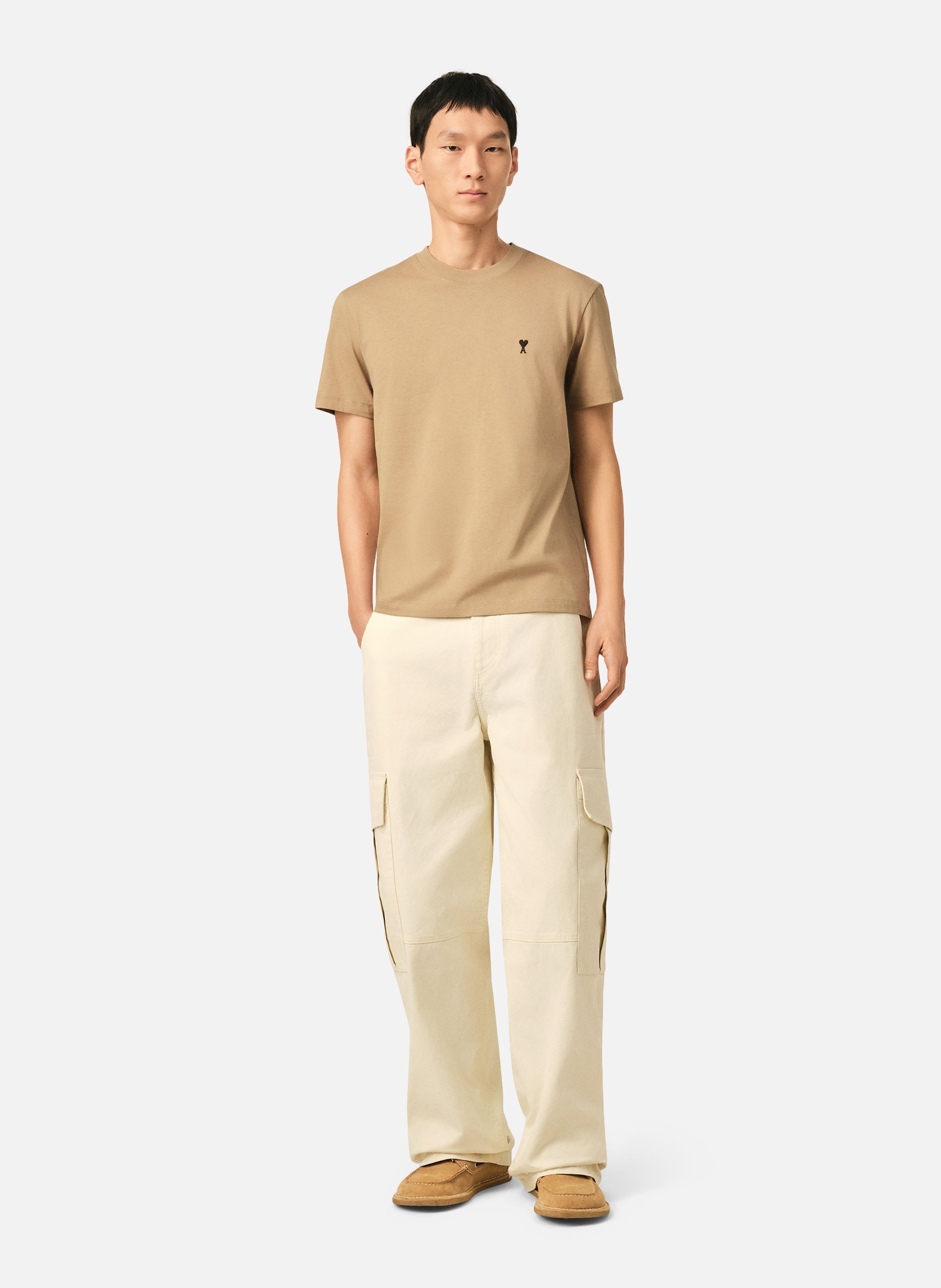 T-shirt ami de coeur en coton AMI PARIS Beige