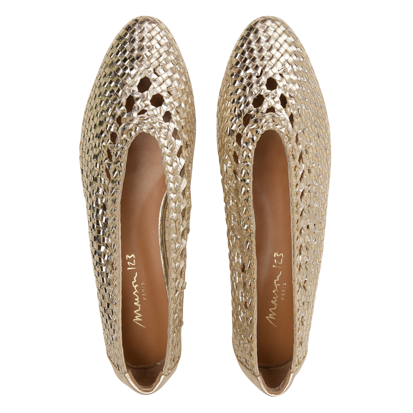 Ballerines en cuir tressées santiago MAISON 123 Doré