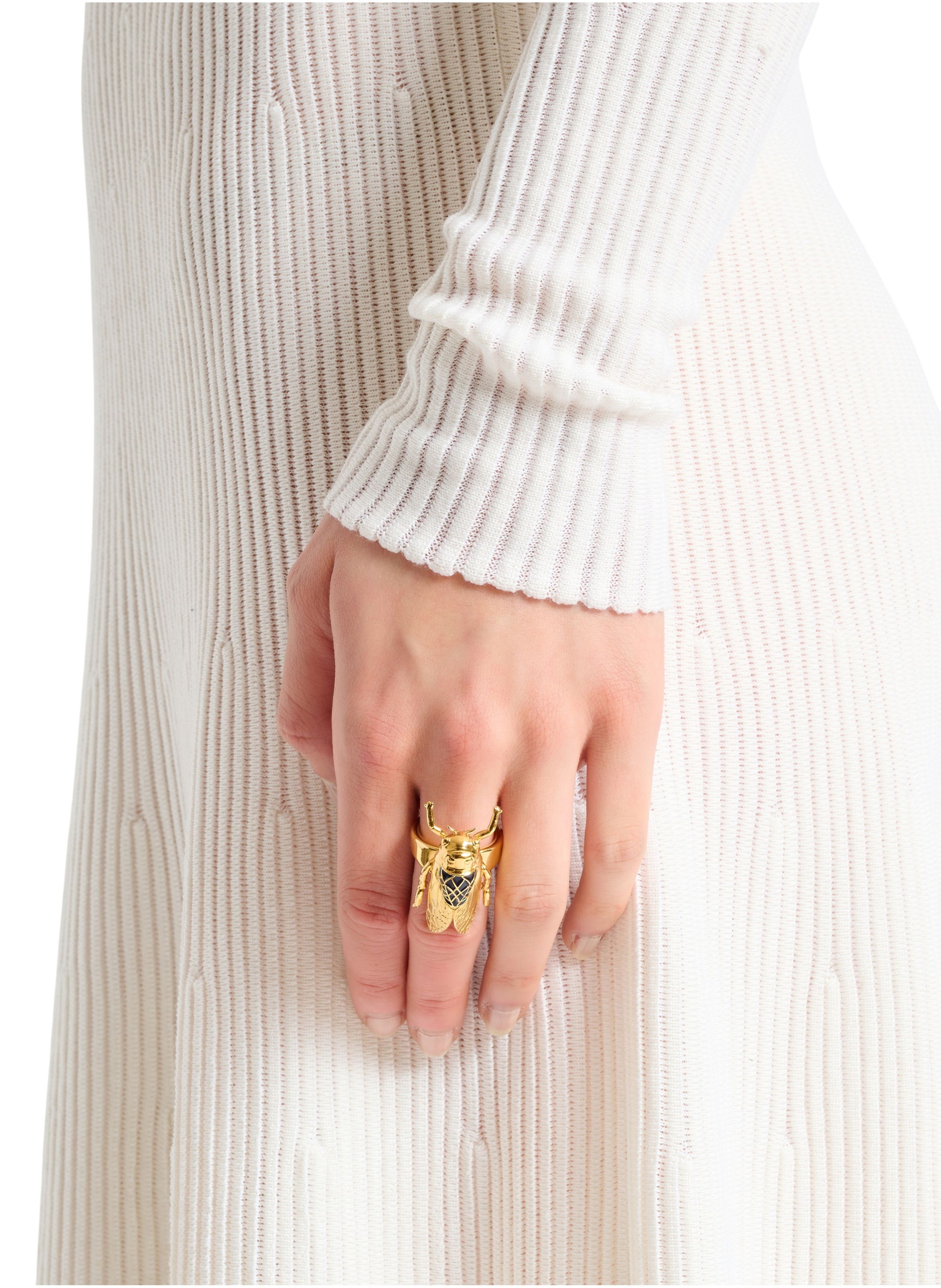 Bague insect en laiton et émail BALMAIN Doré