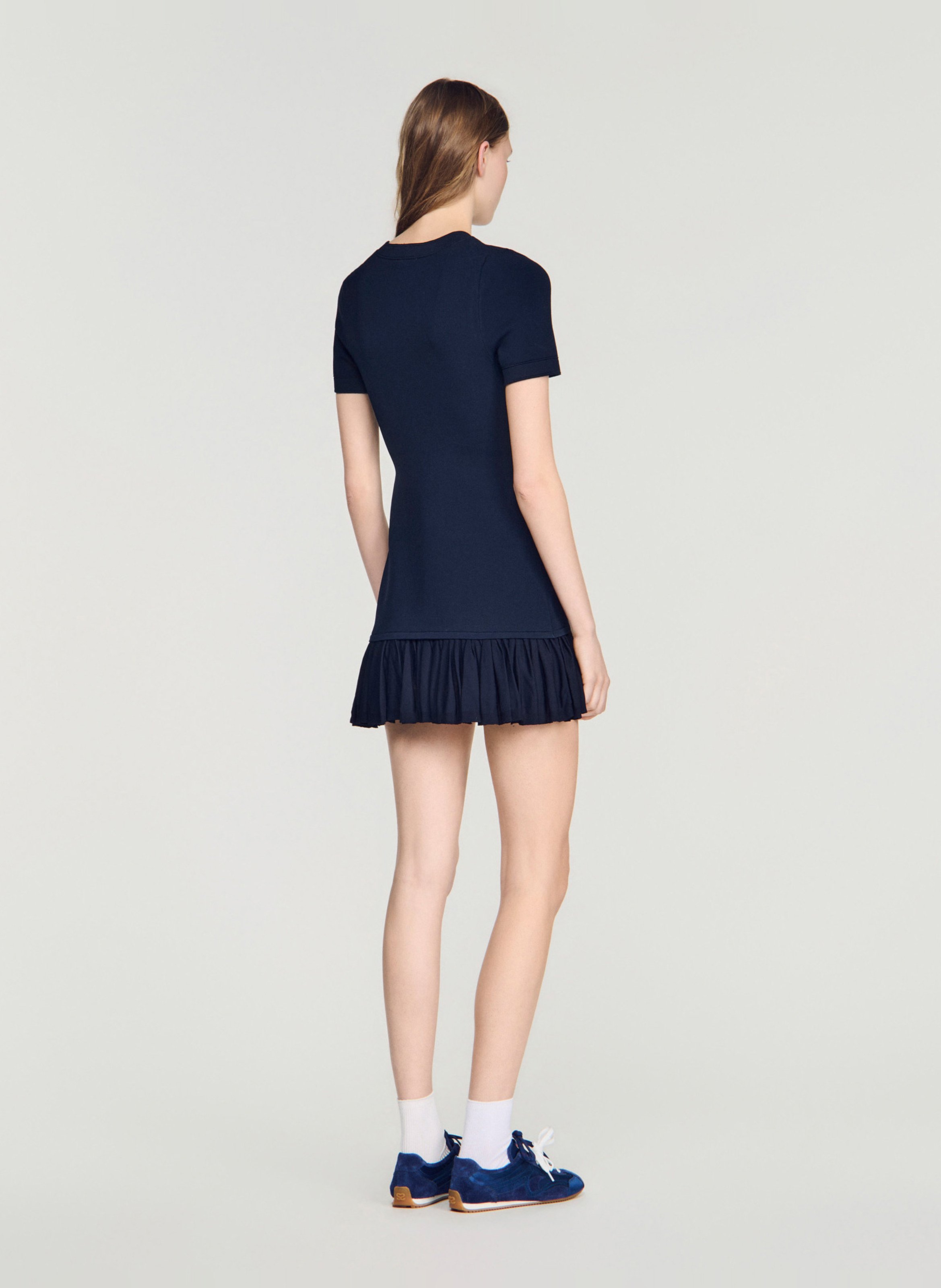 Robe courte ajustée col rond SANDRO Bleu