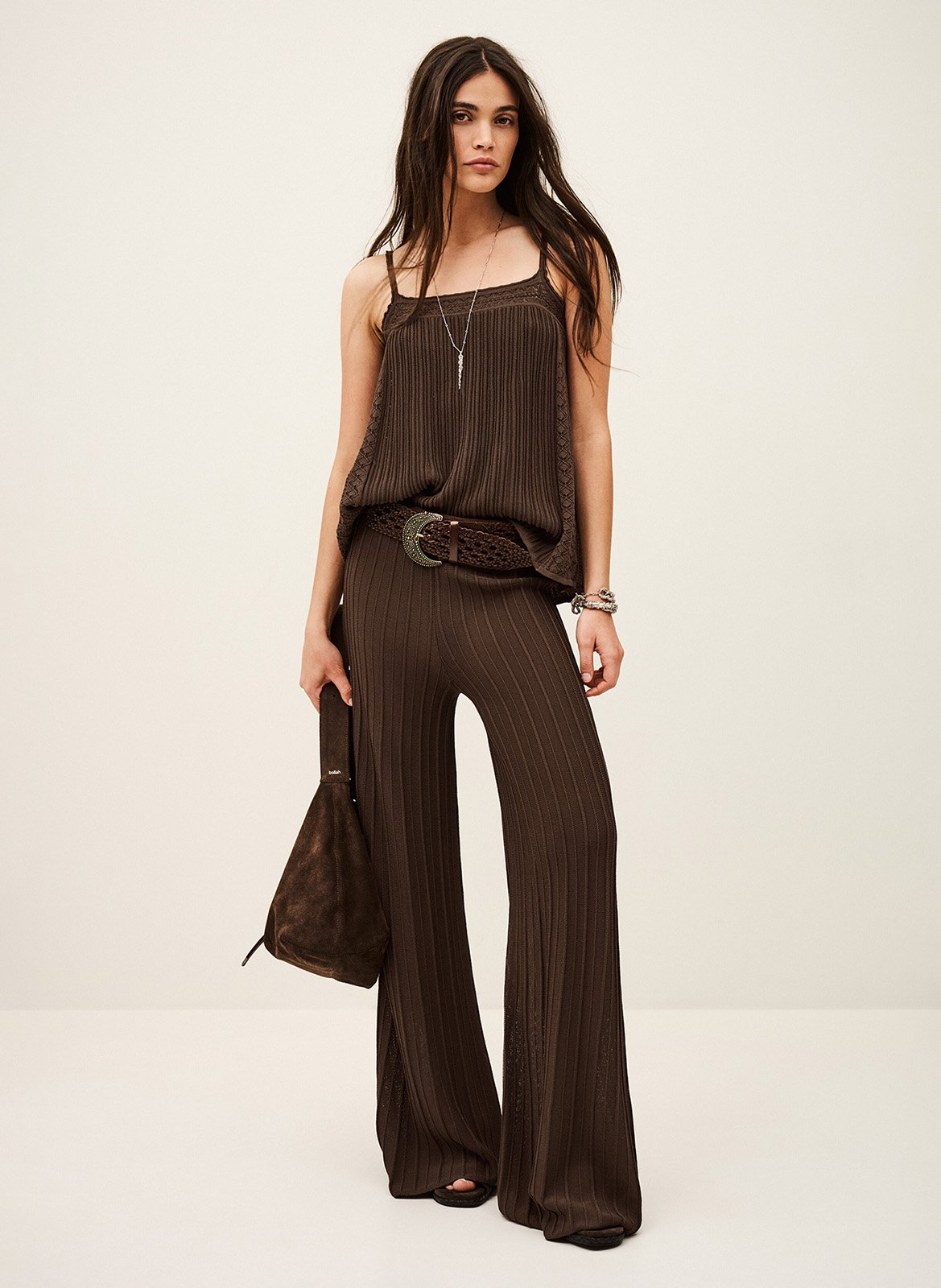 Wide elasticated plain trousers naho BA&SH Brown