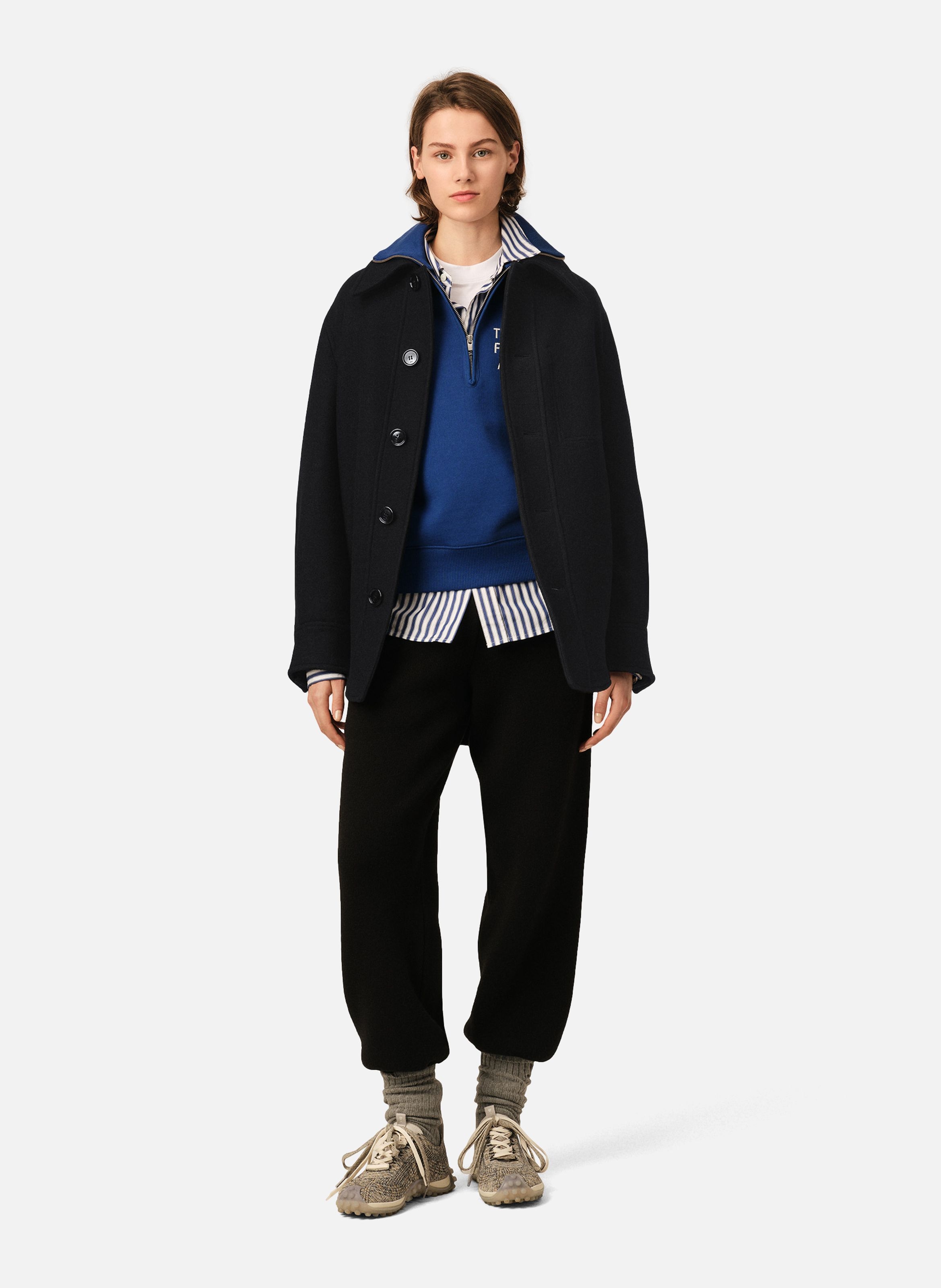 Veste boutonnée unisexe en laine AMI PARIS Noir