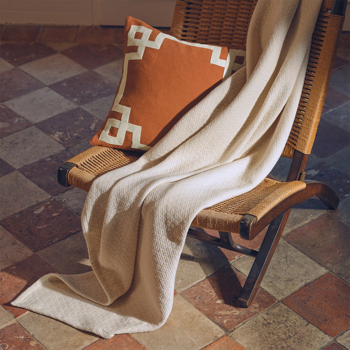 Plaid en coton, canisse DESFORGES Beige