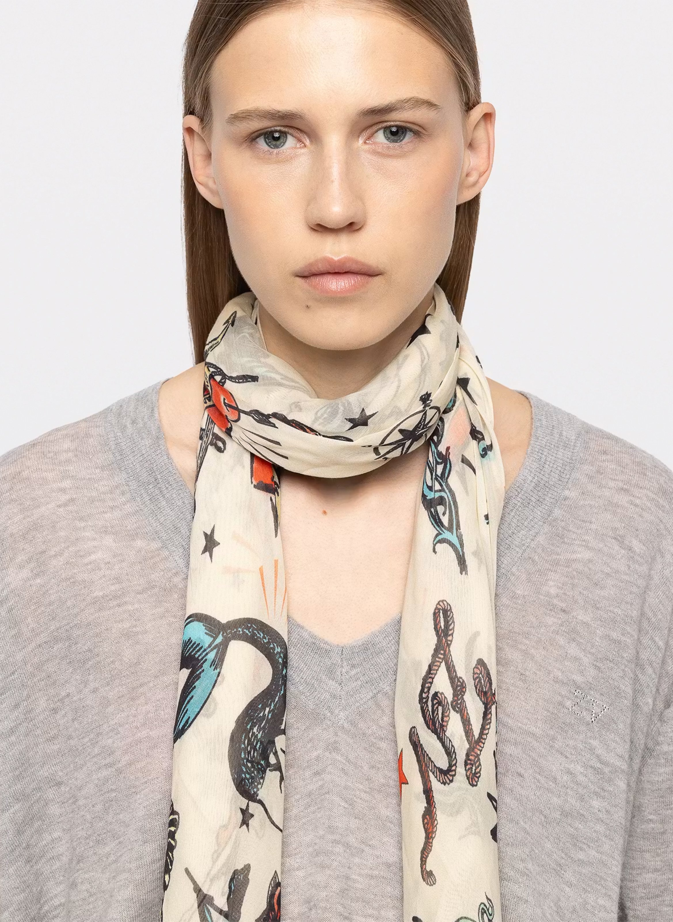 Foulard imprimé kerry ZADIG&VOLTAIRE Blanc