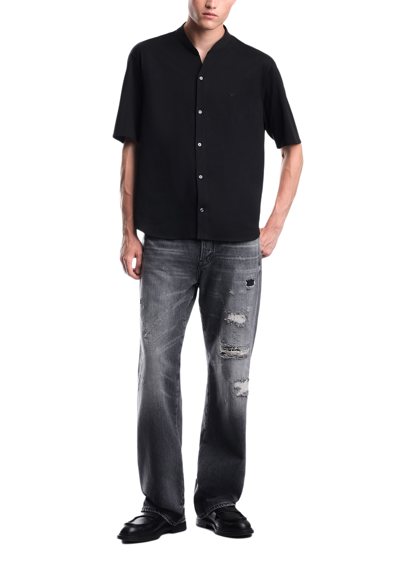 Straight-fit cotton T-shirt EMPORIO ARMANI Black