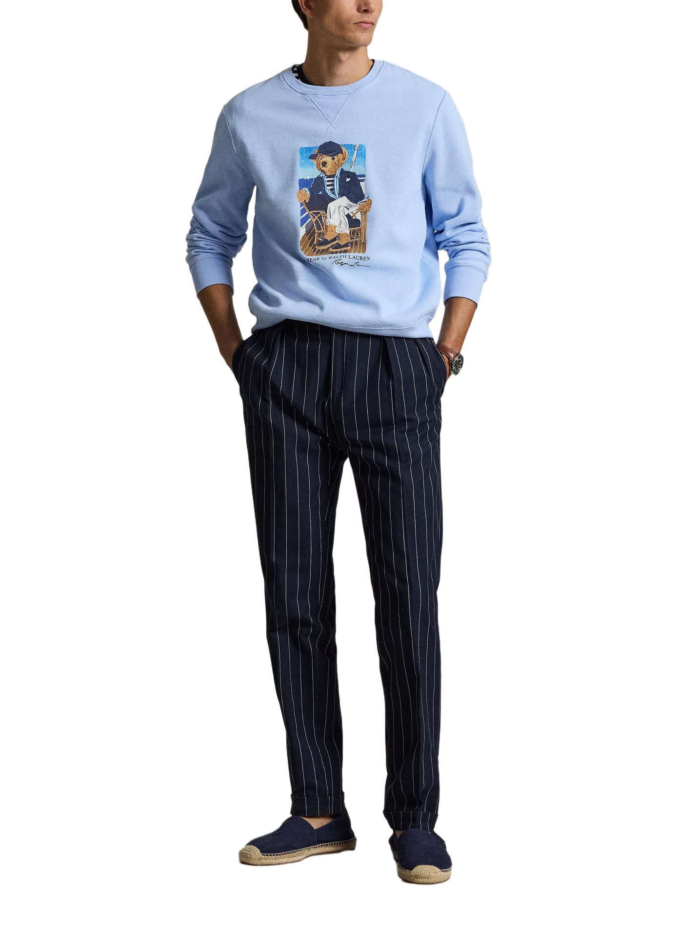 Sweat col rond Polo Bear en coton mélangé POLO RALPH LAUREN Bleu