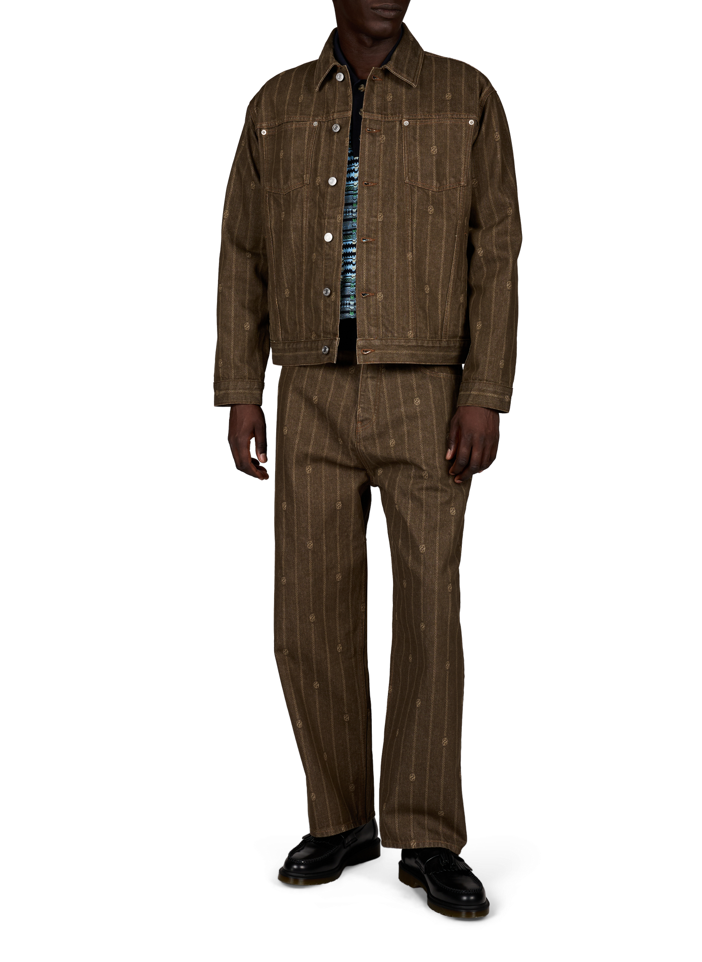 Veste denim Monogramme en coton DROLE DE MONSIEUR Marron