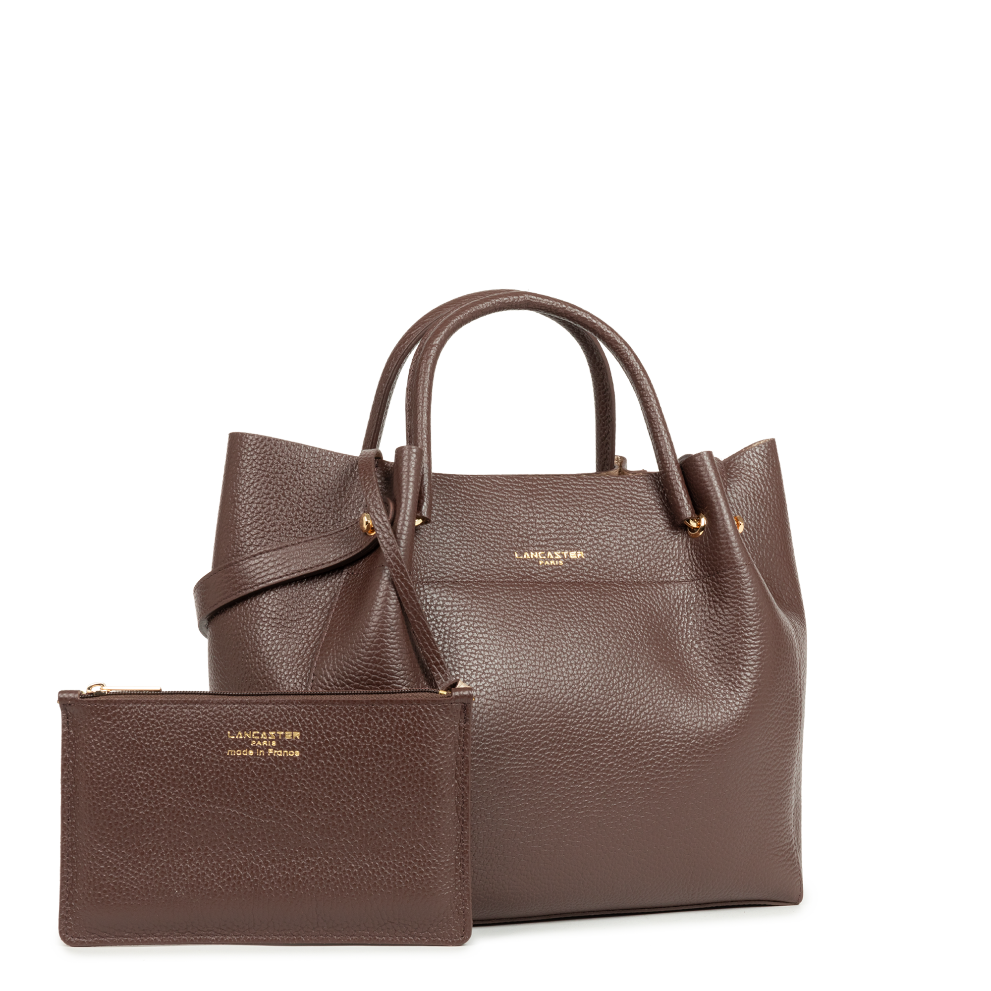 Grand sac cabas épaule - foulonné double louisa | Marron LANCASTER Femme