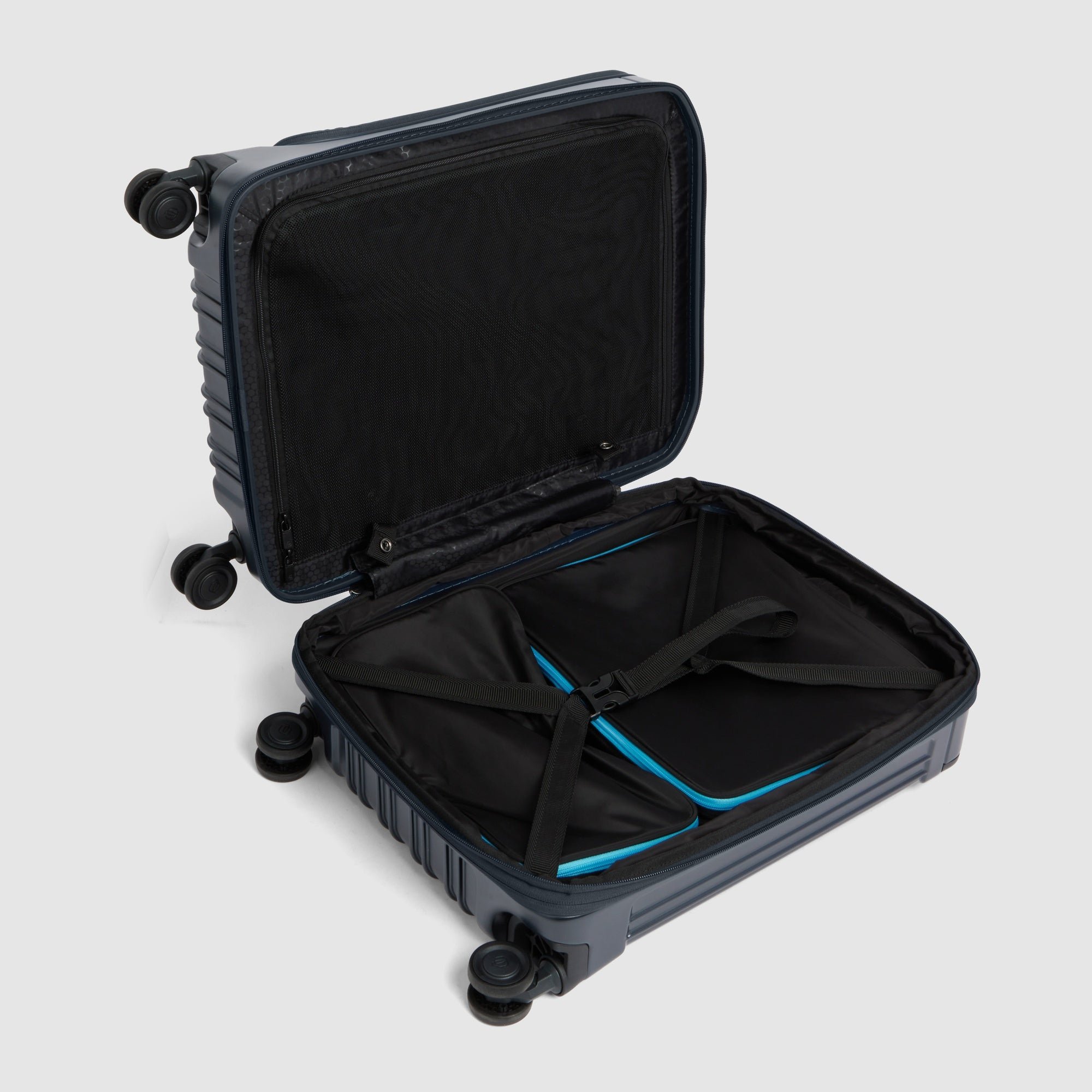 Cabin suitcase for laptop with dual opening PIQUADRO Blue