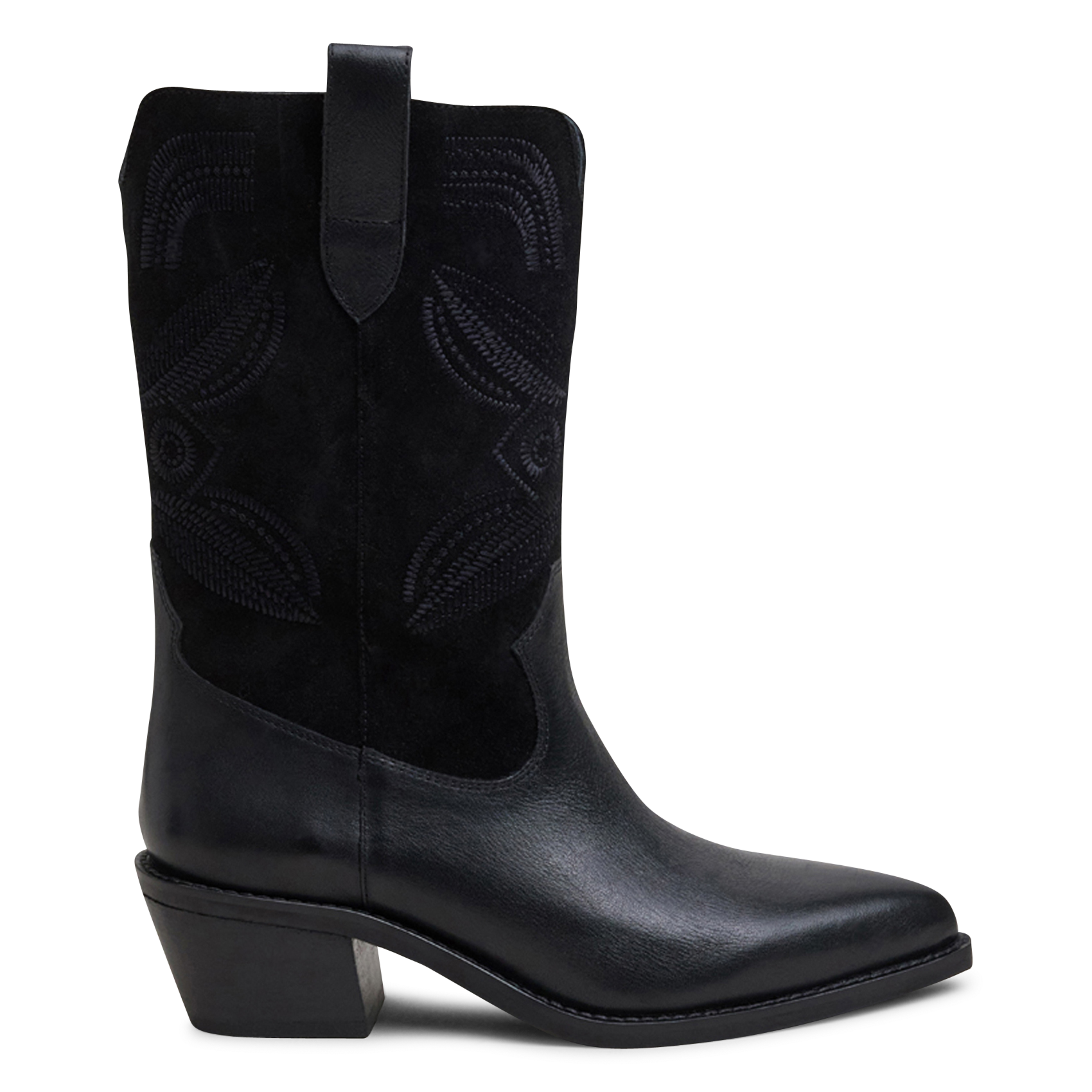 Bottes à bouts pointus et surpiqures en cuir tatiana JONAK Noir