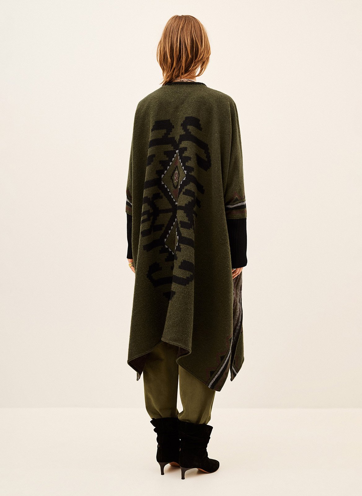 Poncho ample manches longues pongo BA&SH Kaki
