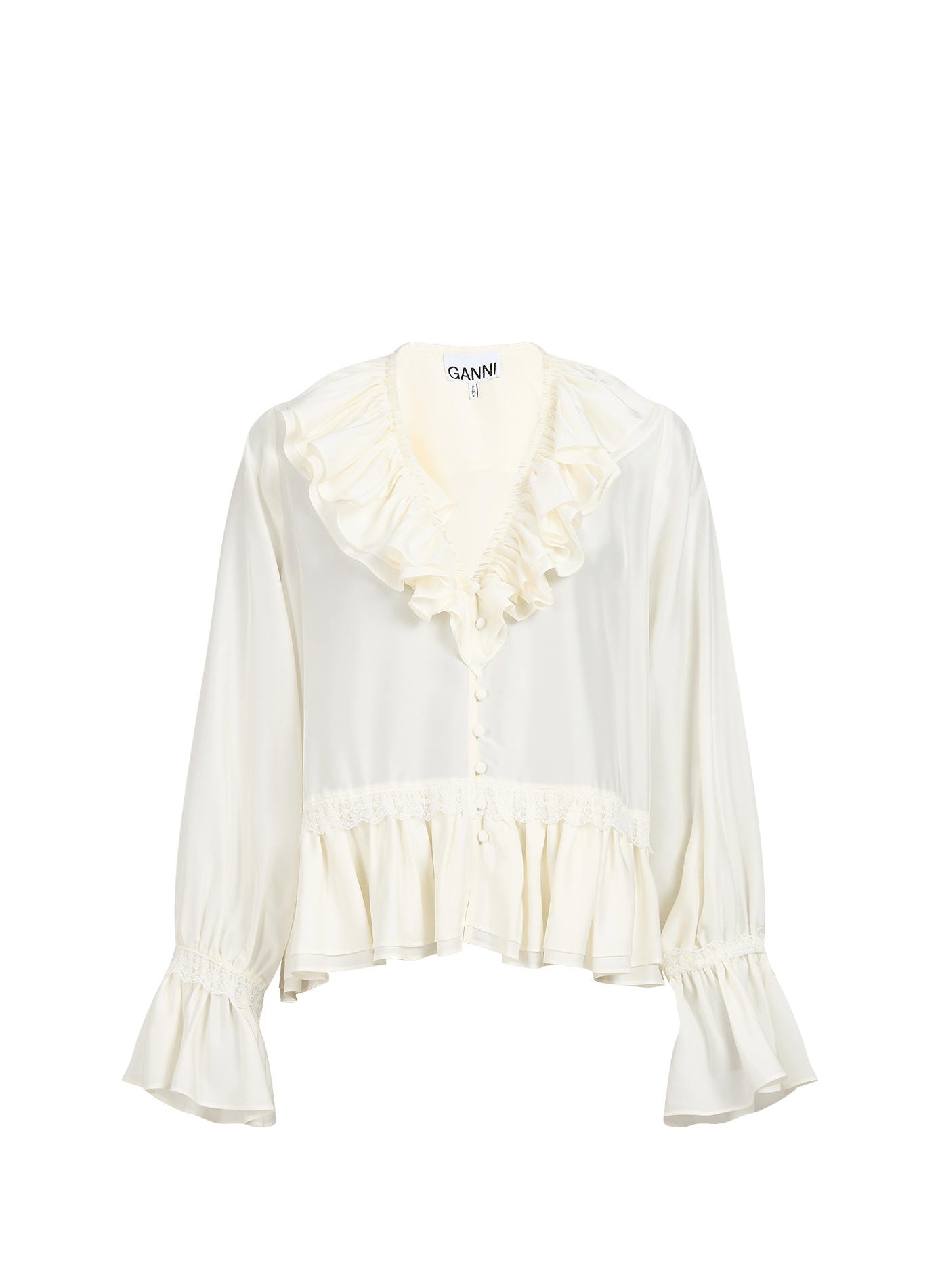 Flowy loose-fitting V-neck blouse GANNI Multicolour