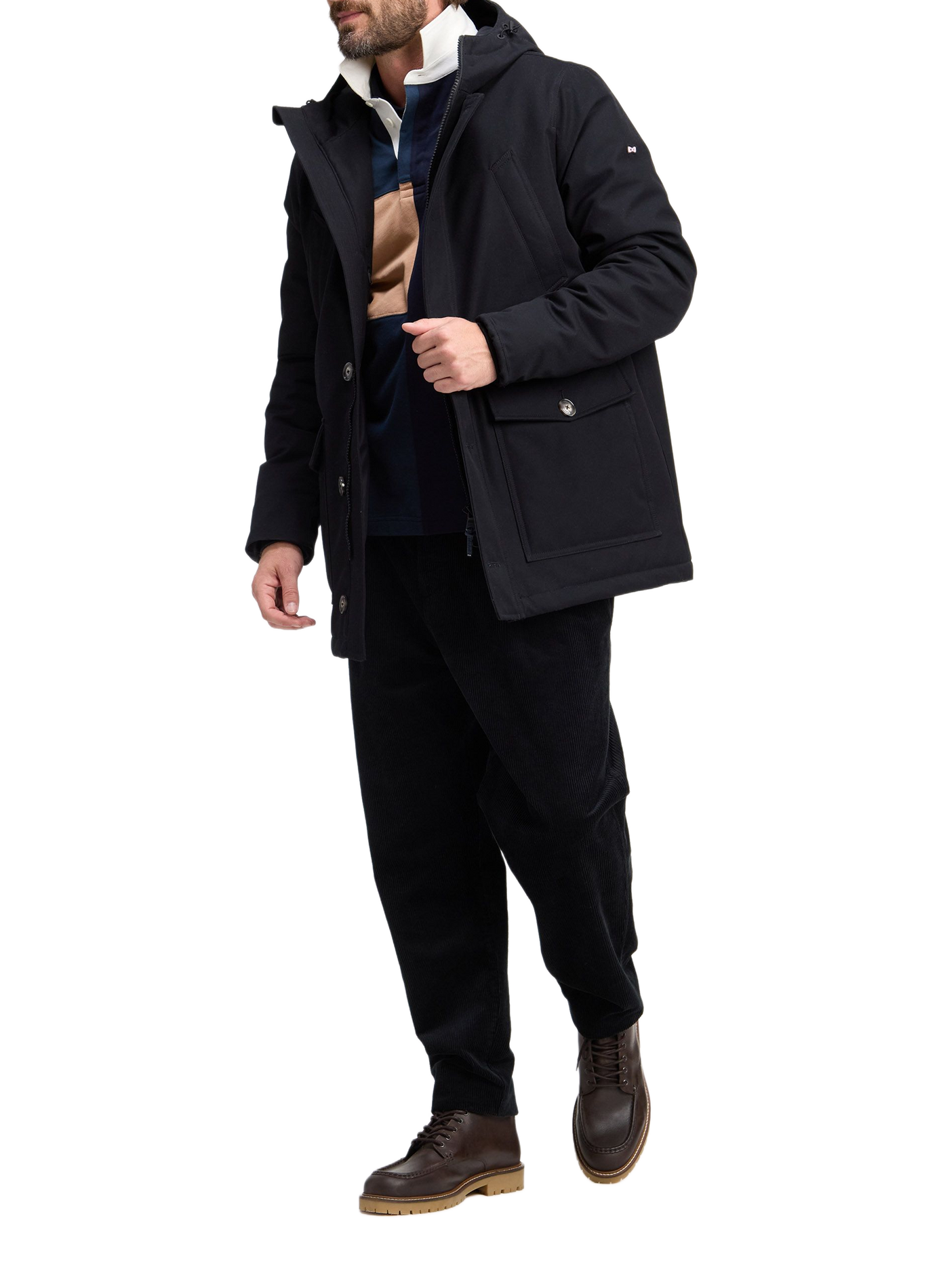 Straight hooded parka EDEN PARK Black