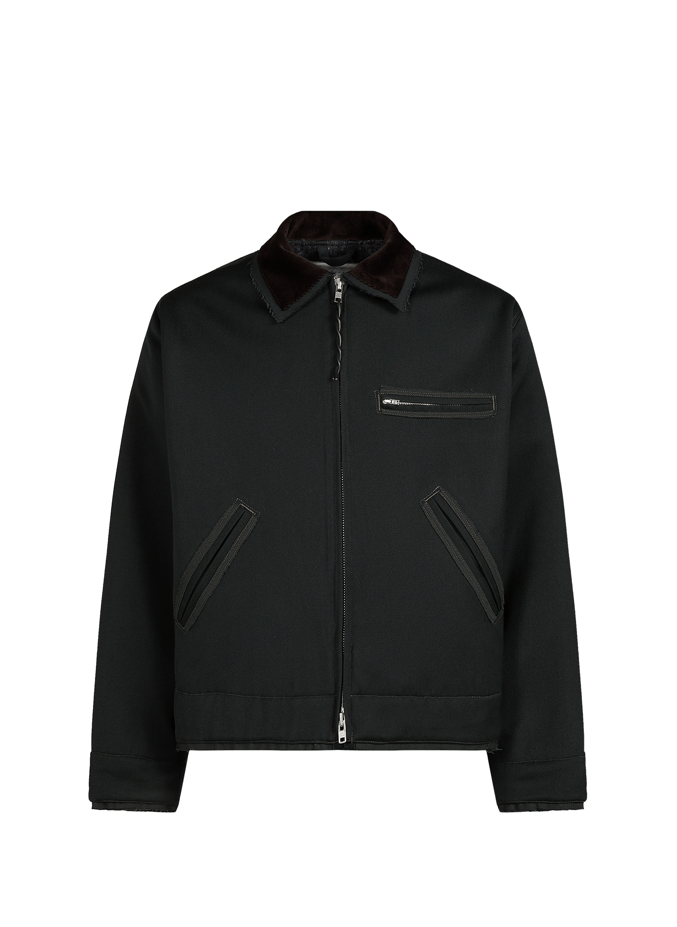 Straight wool jacket with a classic collar and zip fastening CAMIEL FORTGENS Grey