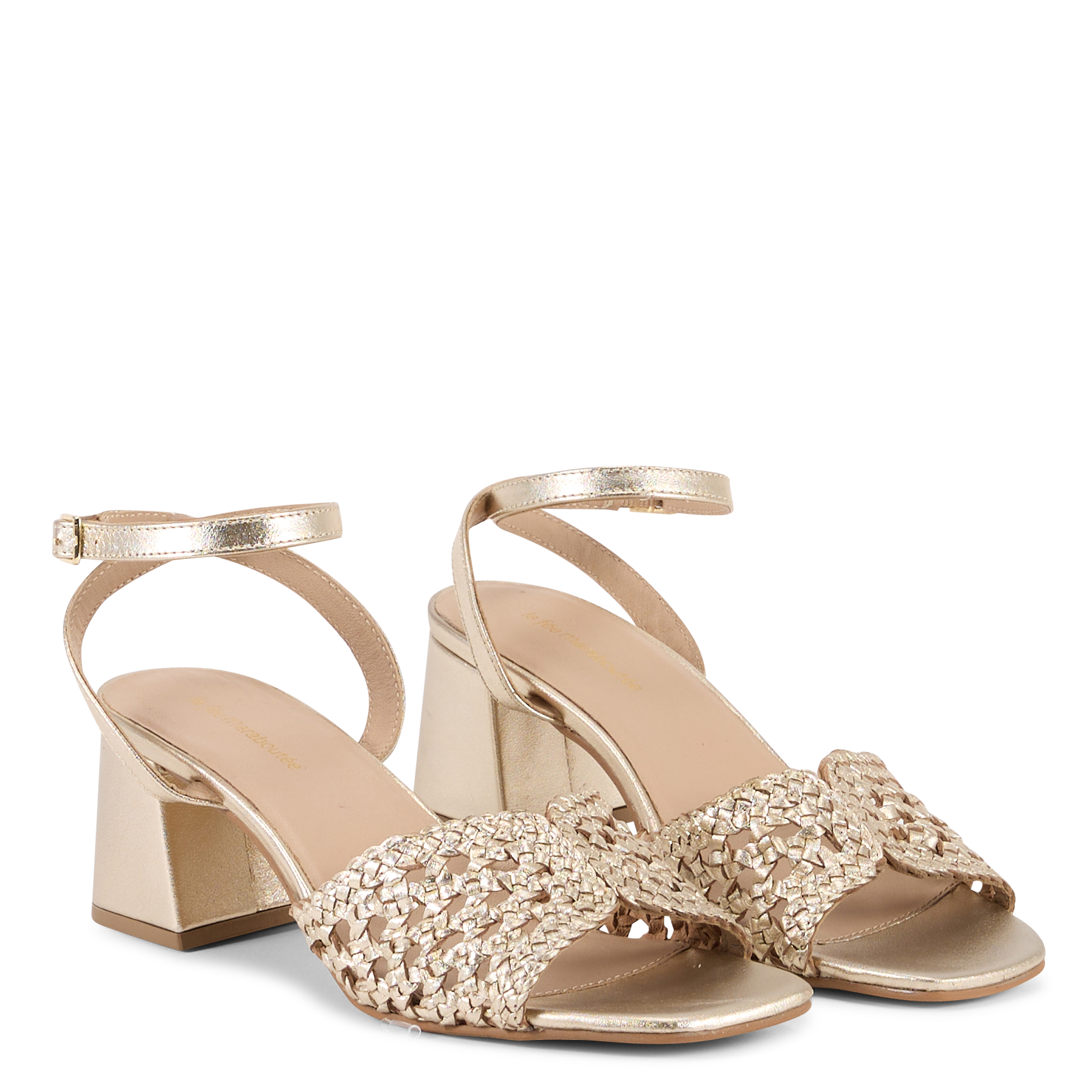 Leren sandalen met hak LA FEE MARABOUTEE Geel