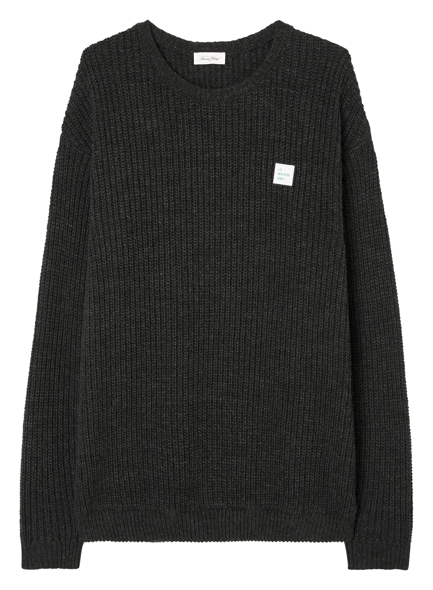 Pull ample col rond en maille crashway AMERICAN VINTAGE Noir