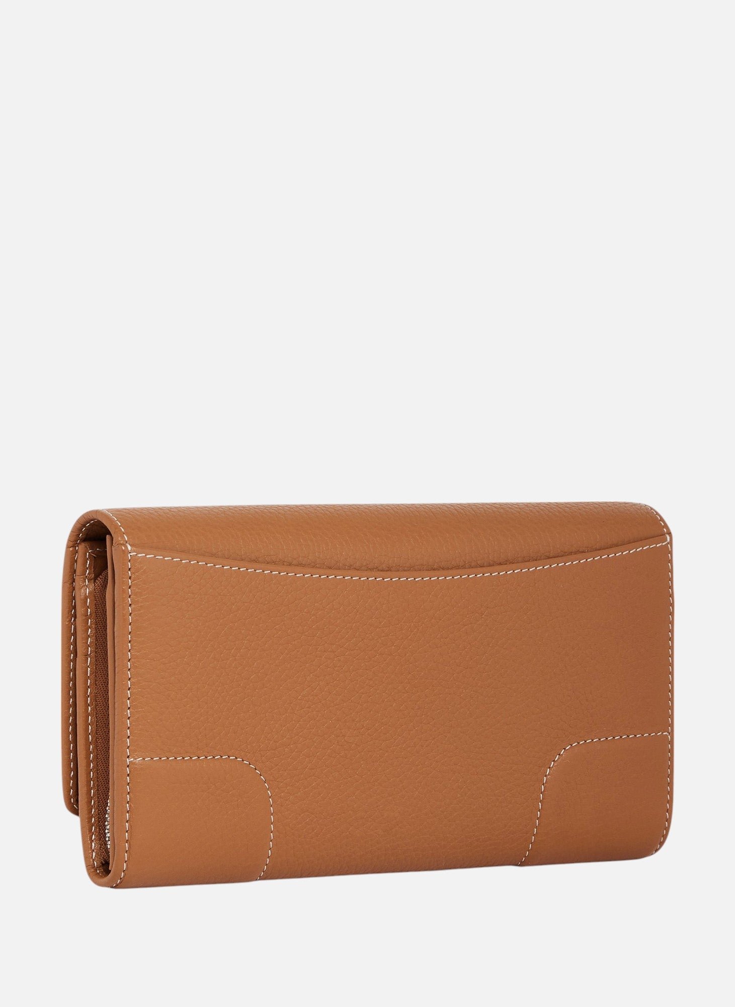 Grand portefeuille à rabat romy en cuir grainé LE TANNEUR Marron