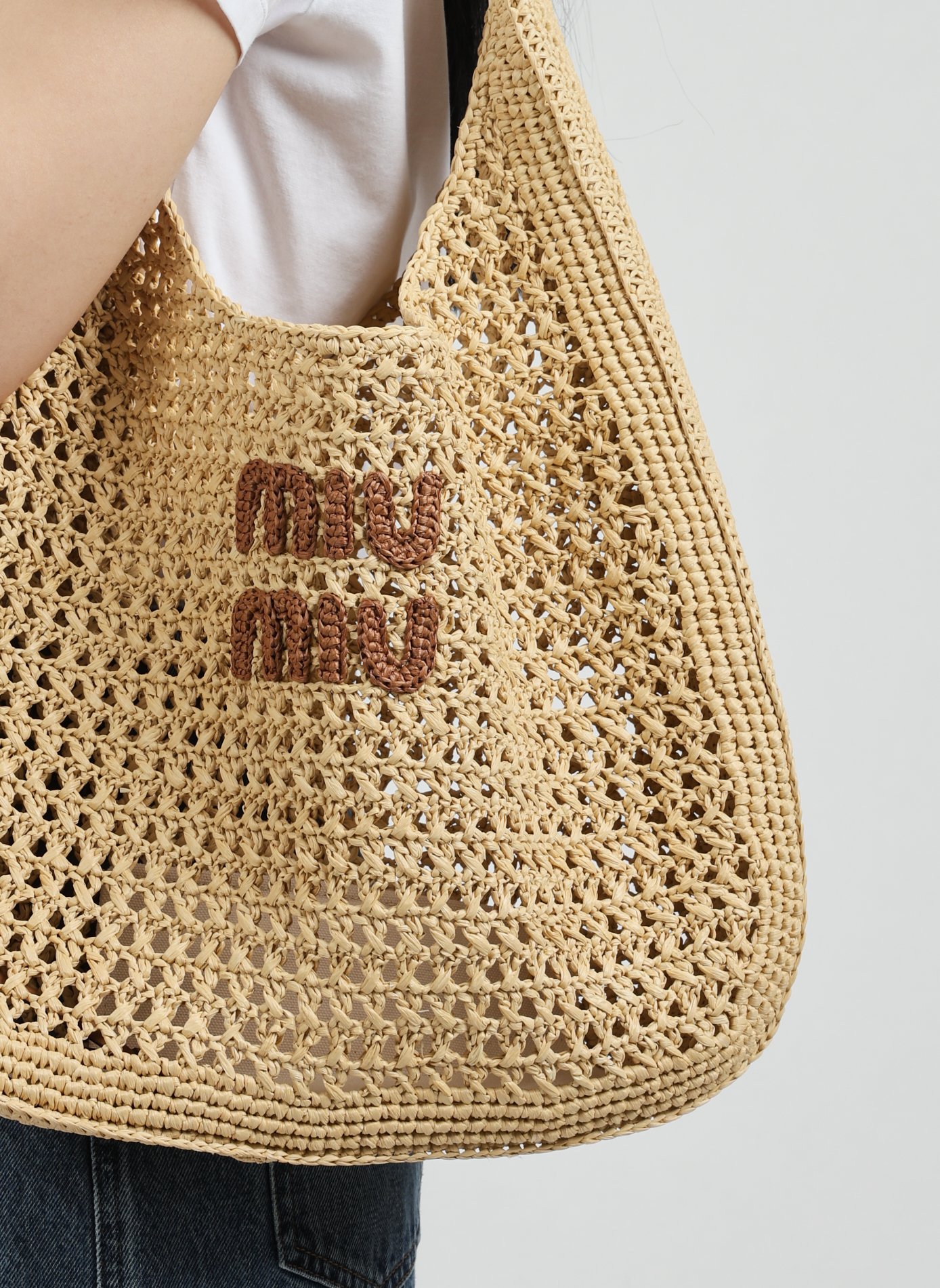 Sac cabas en raphia MIU MIU Multicolore